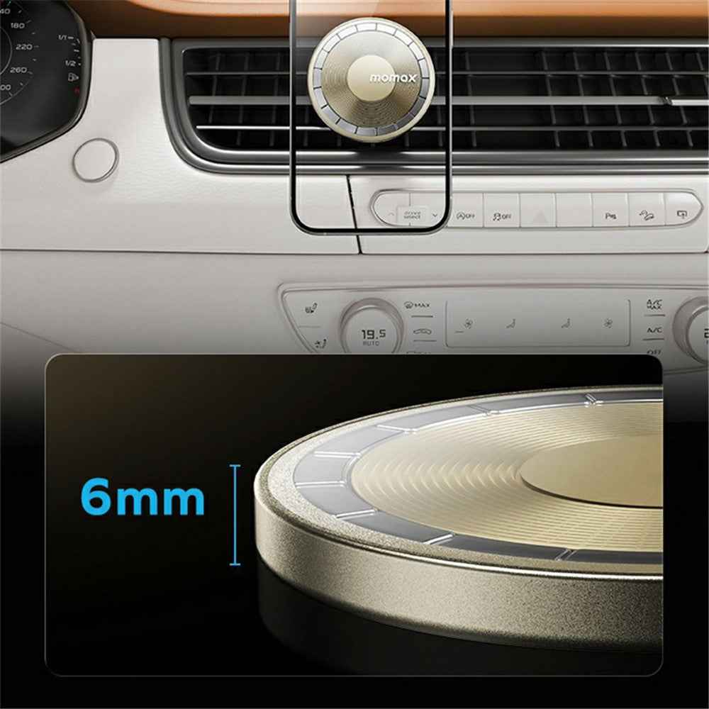 MOMAX MoVe Magnetic Wireless Charging Car Mount Vent Dash Charging Phone Holder Mount