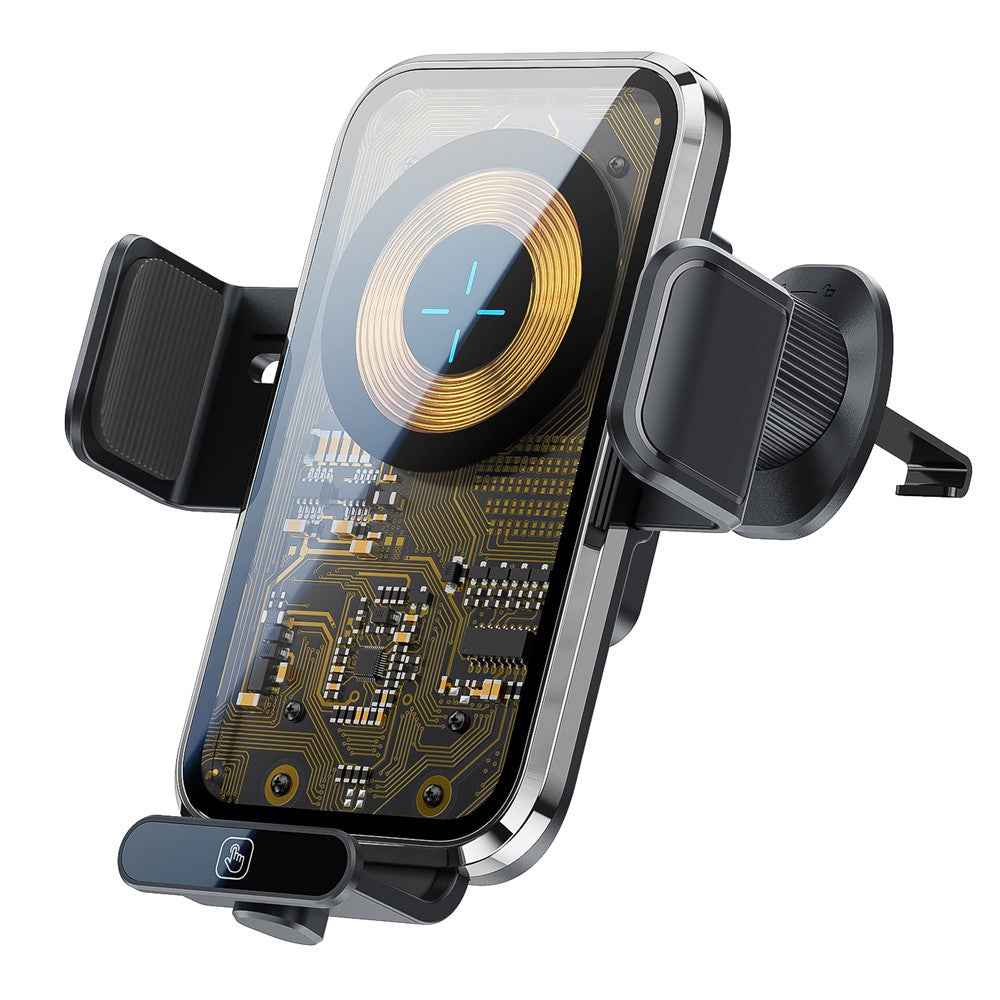 X11s Transparent Car Air Vent Phone Holder Wireless Charger Phone Charging Bracket - Silver