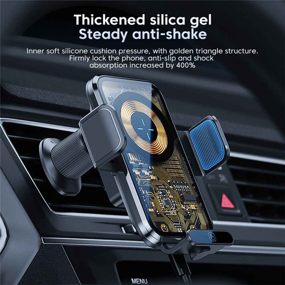 X11s Transparent Car Air Vent Phone Holder Wireless Charger Phone Charging Bracket - Titanium