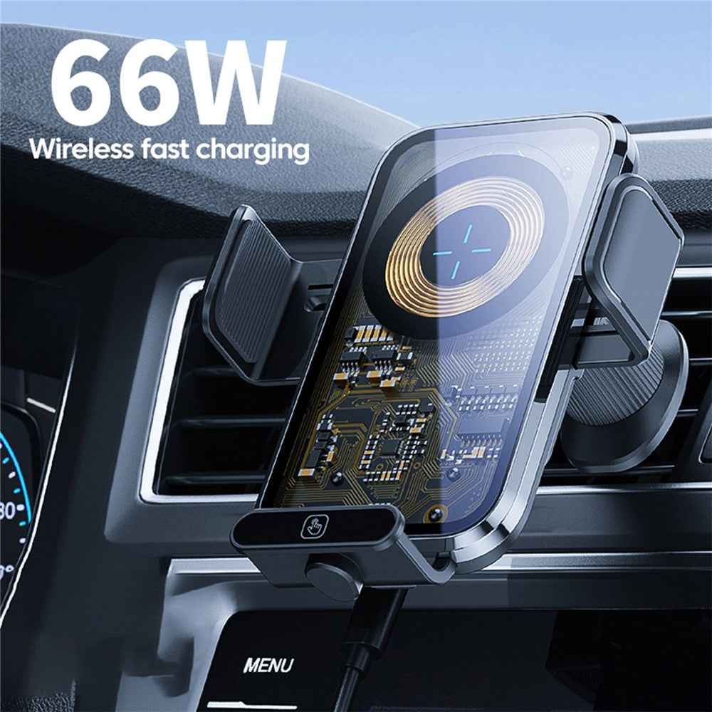 X11s Transparent Car Air Vent Phone Holder Wireless Charger Phone Charging Bracket - Titanium