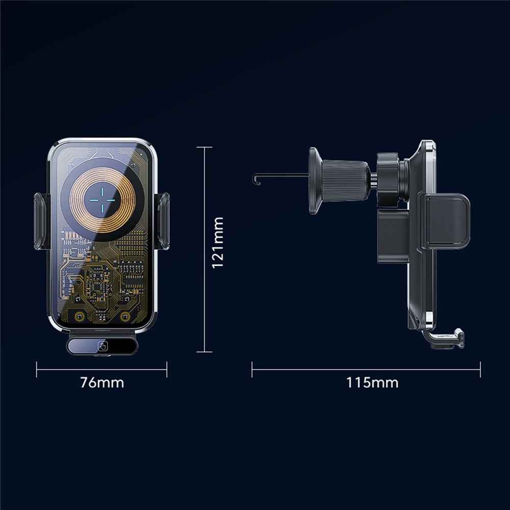 X11s Transparent Car Air Vent Phone Holder Wireless Charger Phone Charging Bracket - Titanium
