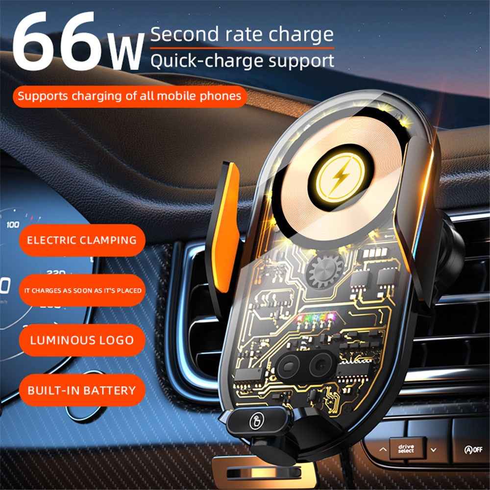 C23 Car Air Vent Phone Holder Wireless Charger 66W Phone Charging Bracket with 3 Magnetic Plugs - Grey