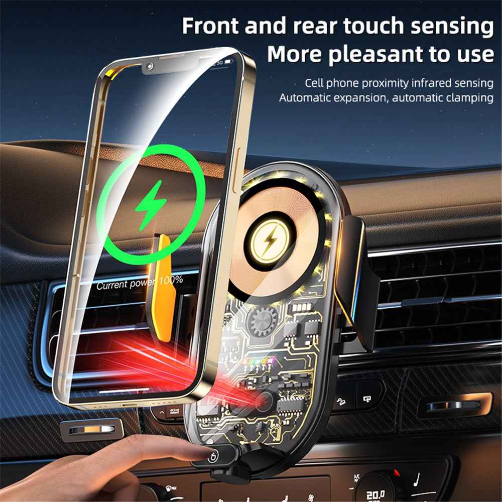 C23 Car Air Vent Phone Holder Wireless Charger 66W Phone Charging Bracket with 3 Magnetic Plugs - Grey