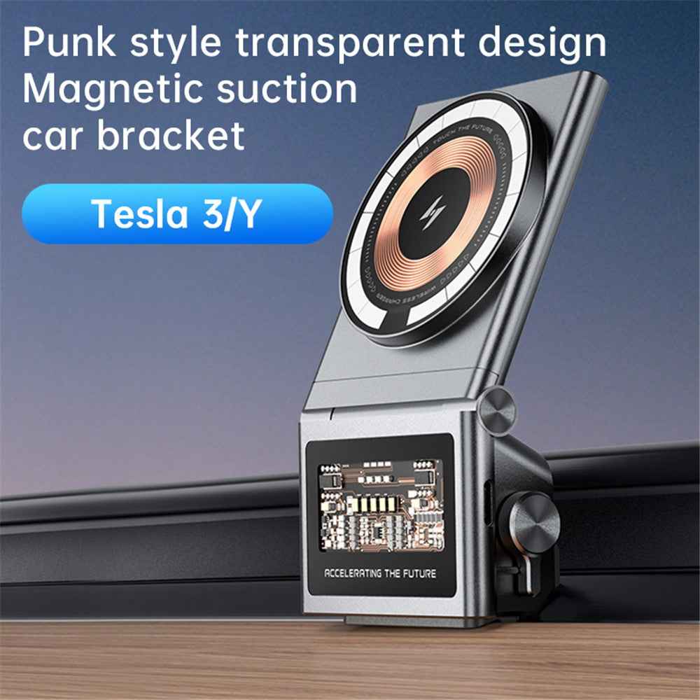 A7 For Tesla Model 3 / Y Transparent Phone Charging Dock 15W Magnetic Wireless Charger