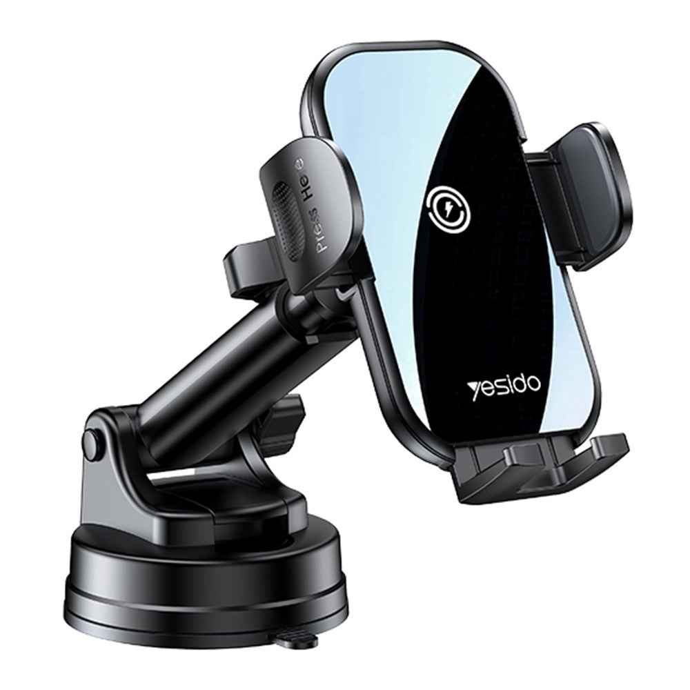 YESIDO C197 Car 15W Wireless Phone Charger Mount Clamp Phone Clip Bracket Holder with Suction Cup