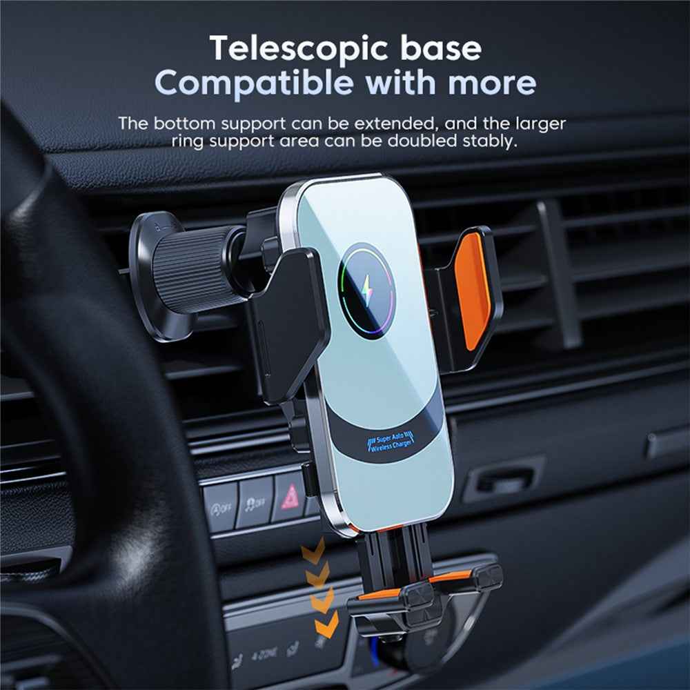 X16 Magnetic Phone Mount Car Smart Sensor Air Vent Phone Holder Automatic Wireless Charger - Silver