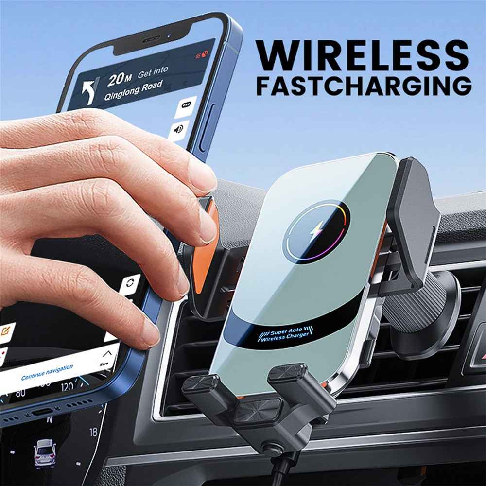 X16 Magnetic Phone Mount Car Smart Sensor Air Vent Phone Holder Automatic Wireless Charger - Silver