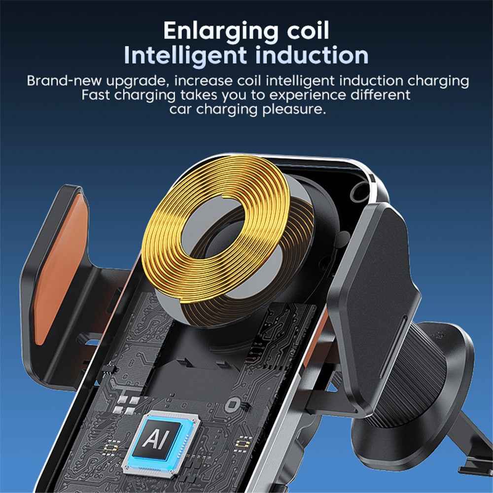 X15 Car Air Vent Cell Phone Mount Holder Wireless Charger Mobile Phone Bracket - Silver