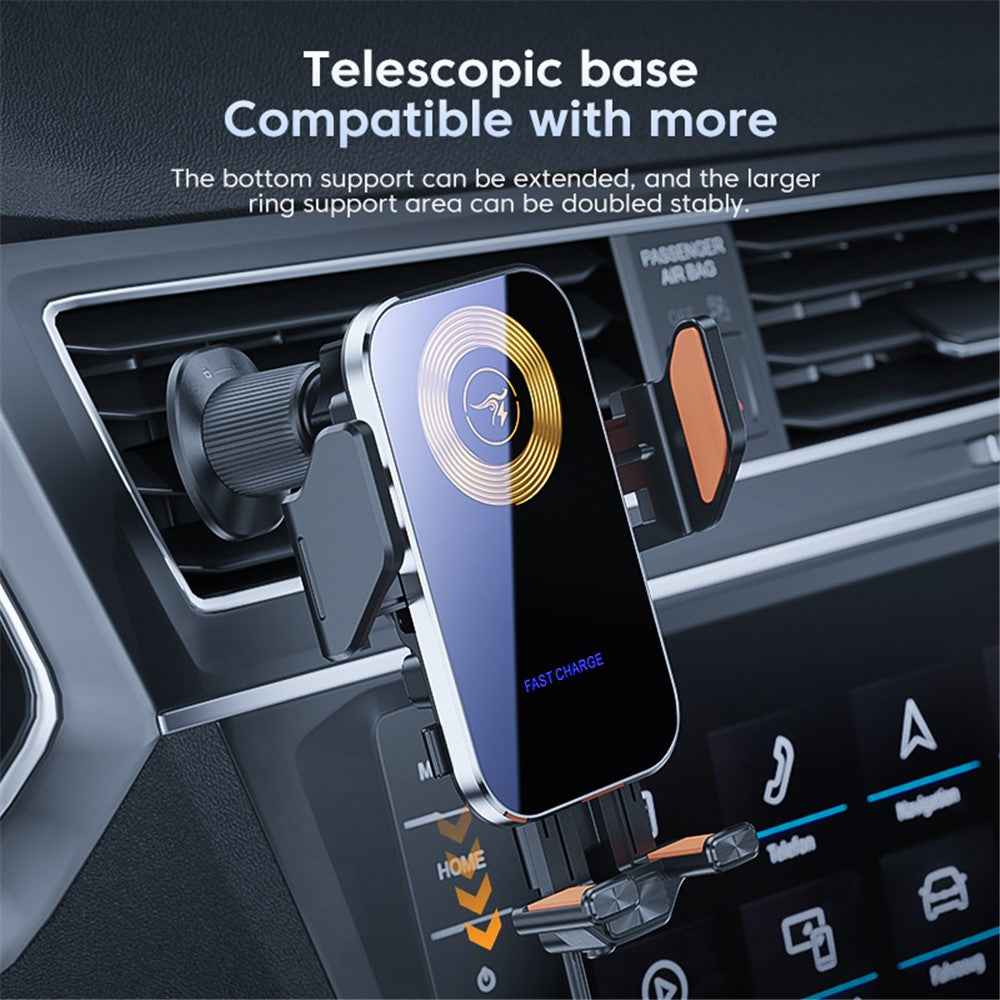 X15 Car Air Vent Cell Phone Mount Holder Wireless Charger Mobile Phone Bracket - Silver