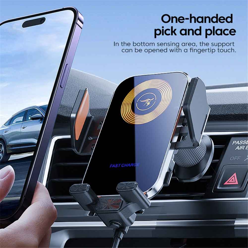 X15 Car Air Vent Cell Phone Mount Holder Wireless Charger Mobile Phone Bracket - Tarnish
