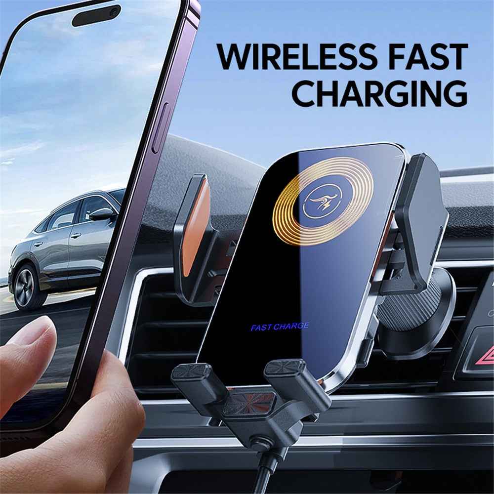 X15 Car Air Vent Cell Phone Mount Holder Wireless Charger Mobile Phone Bracket - Tarnish