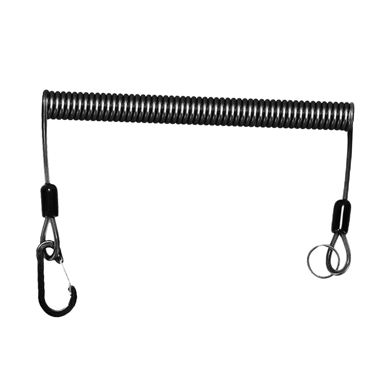 Fishing Lanyard Wire Spring Cord Strap Retractable Safety Spring Coiled Rope Stretched 200cm