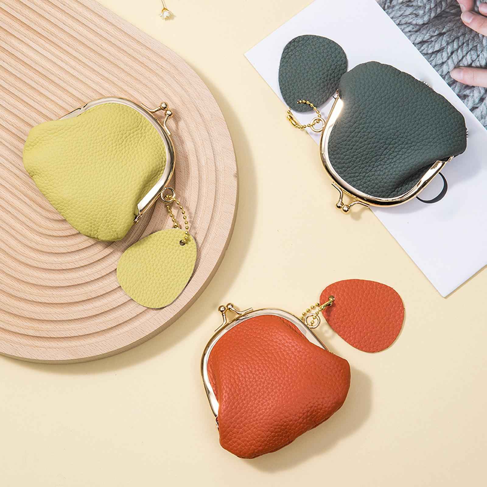 Coin Purse Women Vintage Style Kiss Lock Purse for Earphone Men Women Travel black
