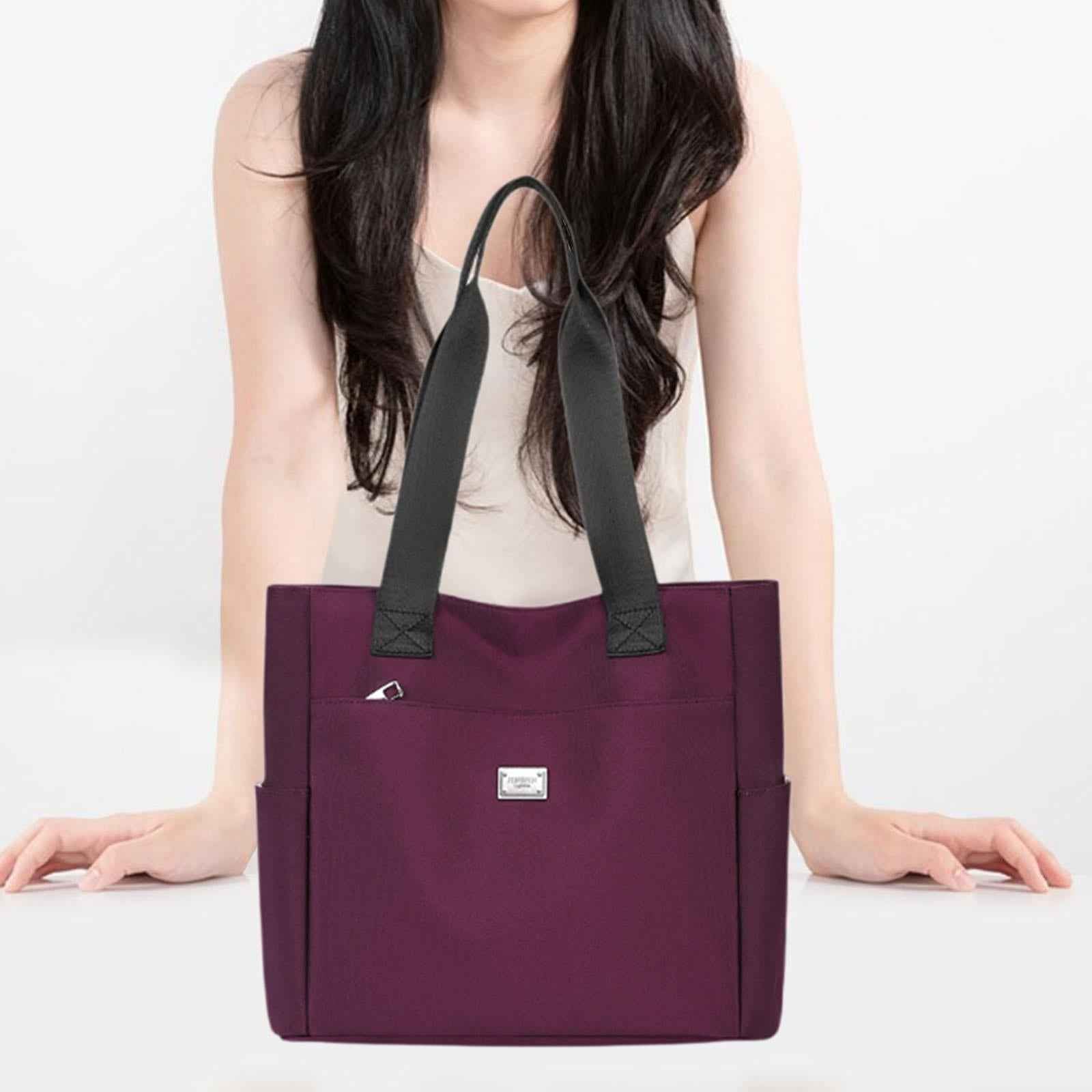 Tote Bag for Women Travel Purse Shopping Bag Oxford Cloth Large Shoulder Bag Purple