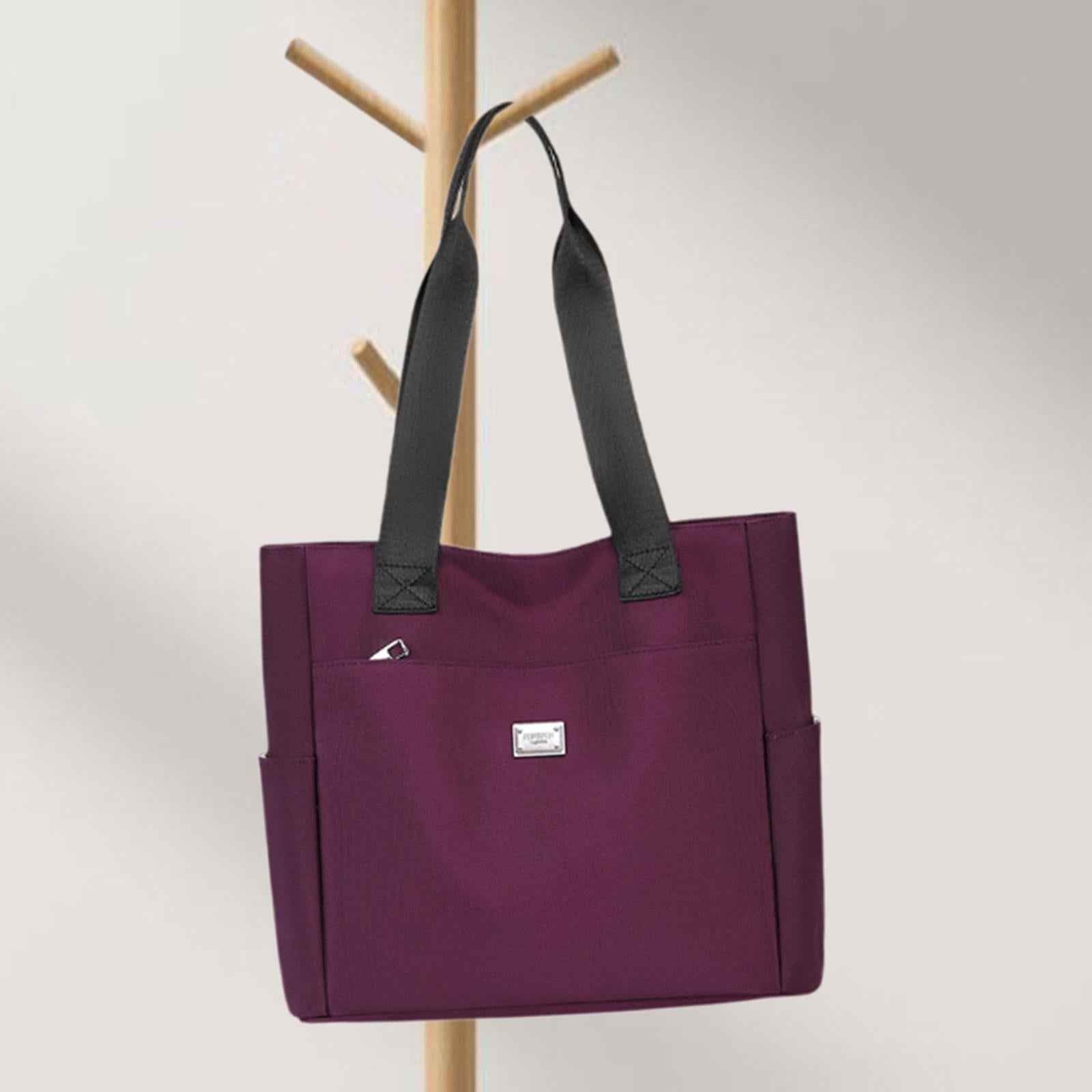 Tote Bag for Women Travel Purse Shopping Bag Oxford Cloth Large Shoulder Bag Purple