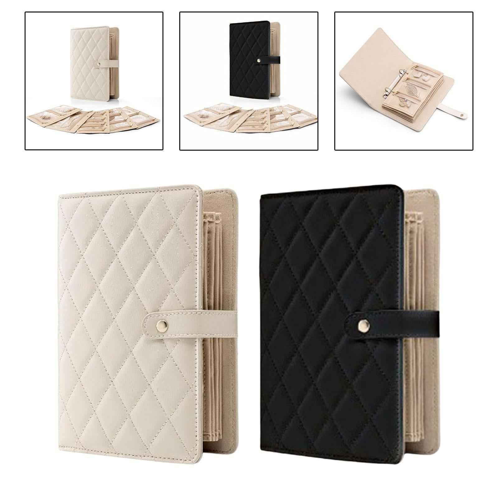 Jewelry Book PU Leather Jewelry Storage Bag for Ring Bracelet Store Counters beige