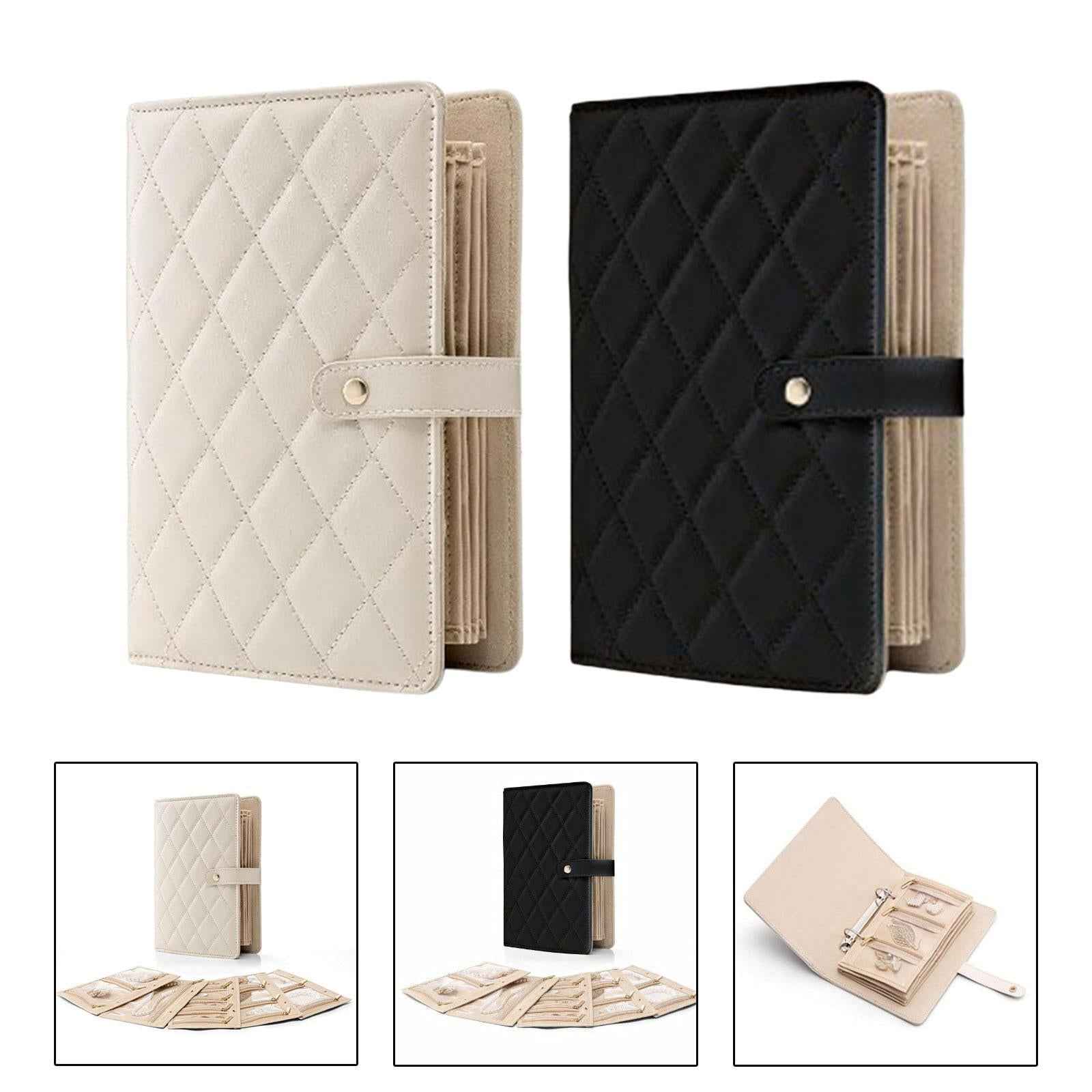 Jewelry Book PU Leather Jewelry Storage Bag for Ring Bracelet Store Counters beige