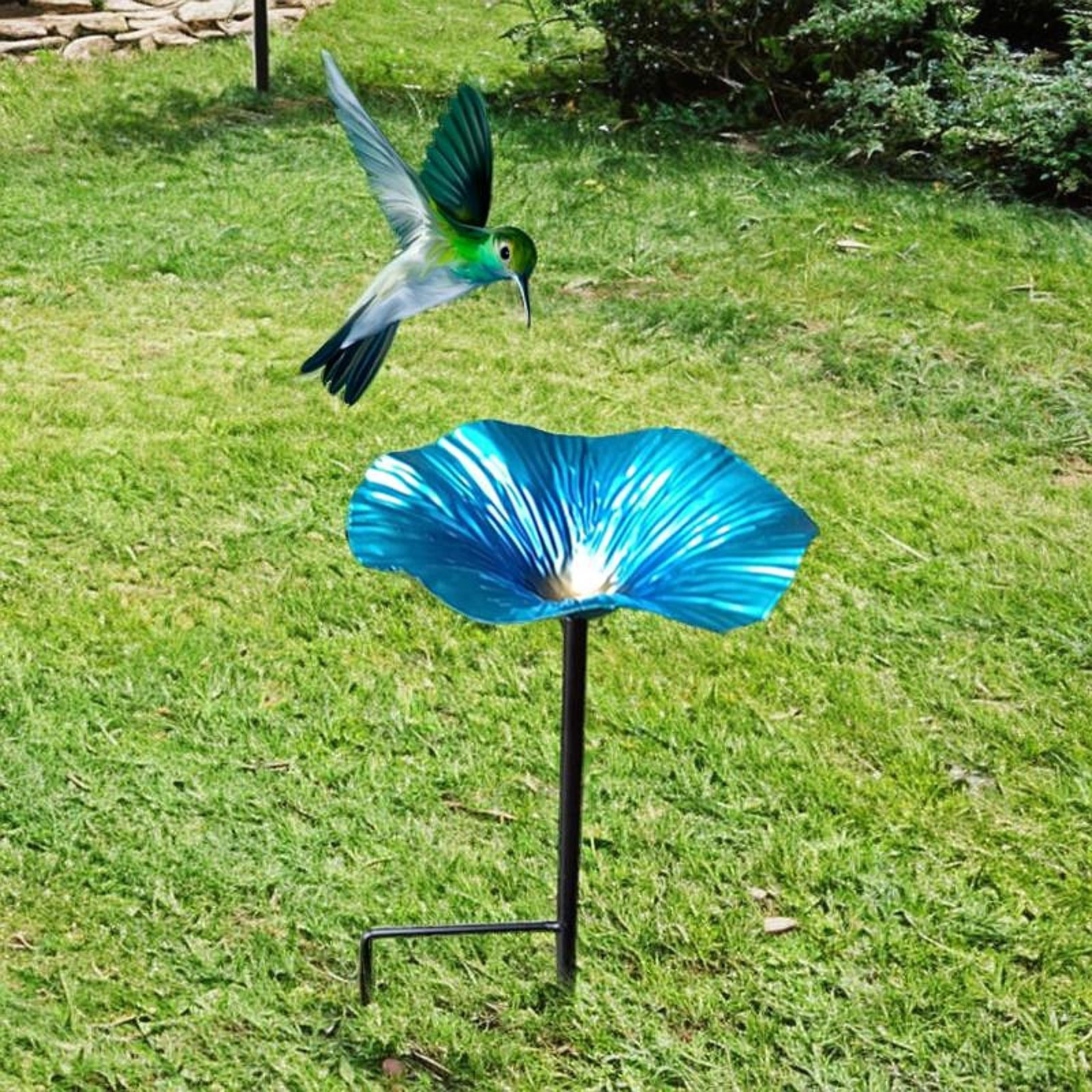 Bird Baths for Outdoors Garden Metal Bird Bath for Backyard Patio Bird Lover Blue