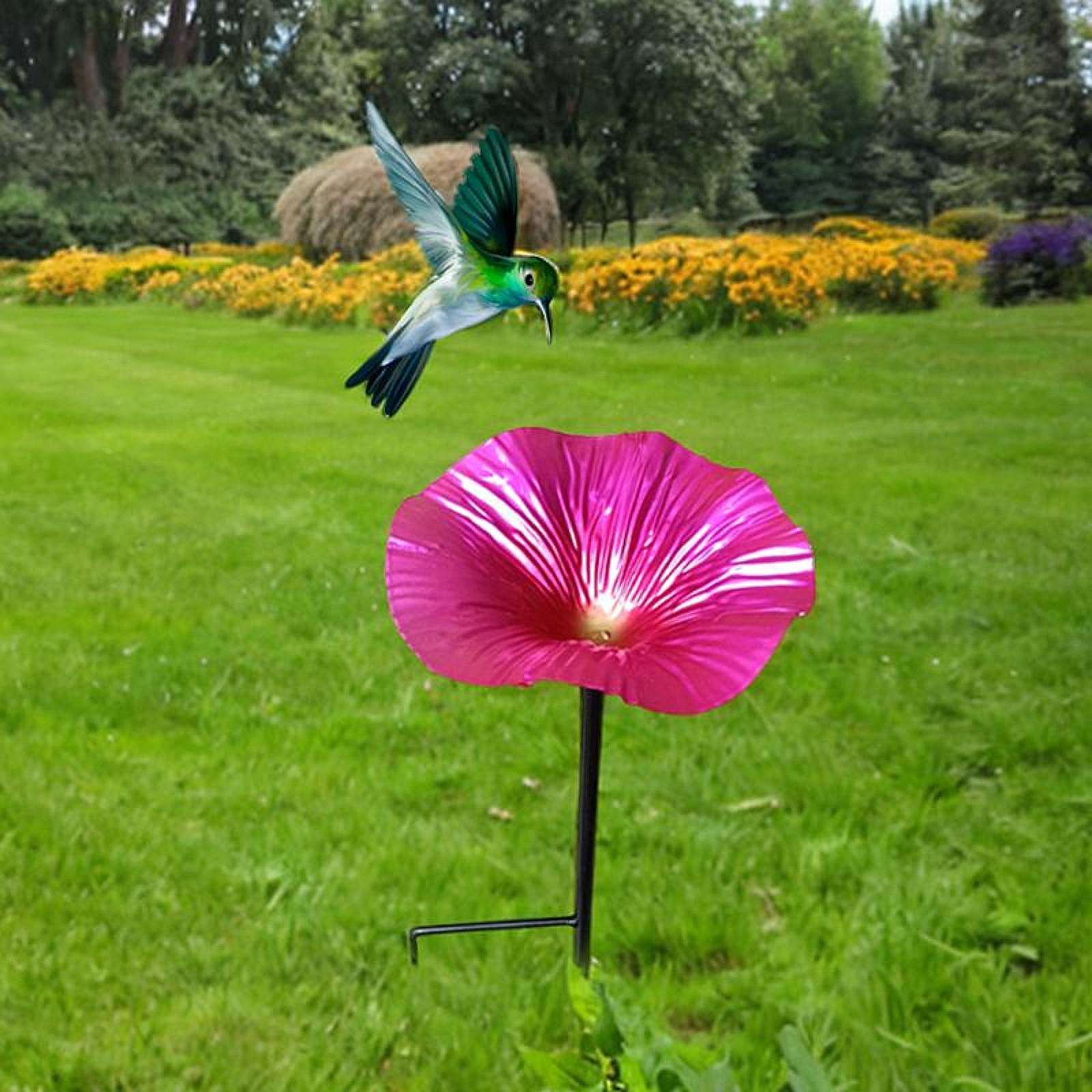 Bird Baths for Outdoors Garden Metal Bird Bath for Backyard Patio Bird Lover Rose Red