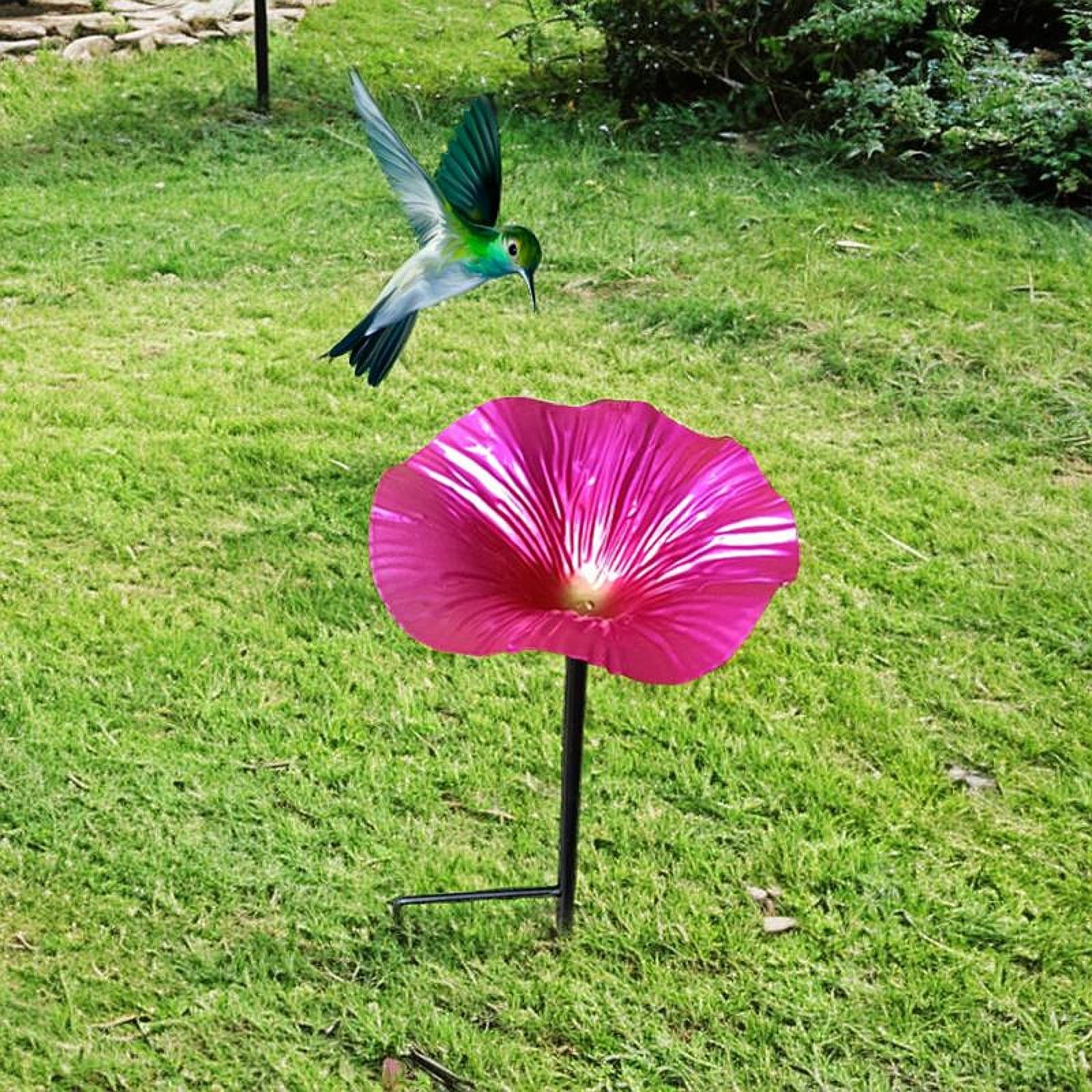Bird Baths for Outdoors Garden Metal Bird Bath for Backyard Patio Bird Lover Rose Red