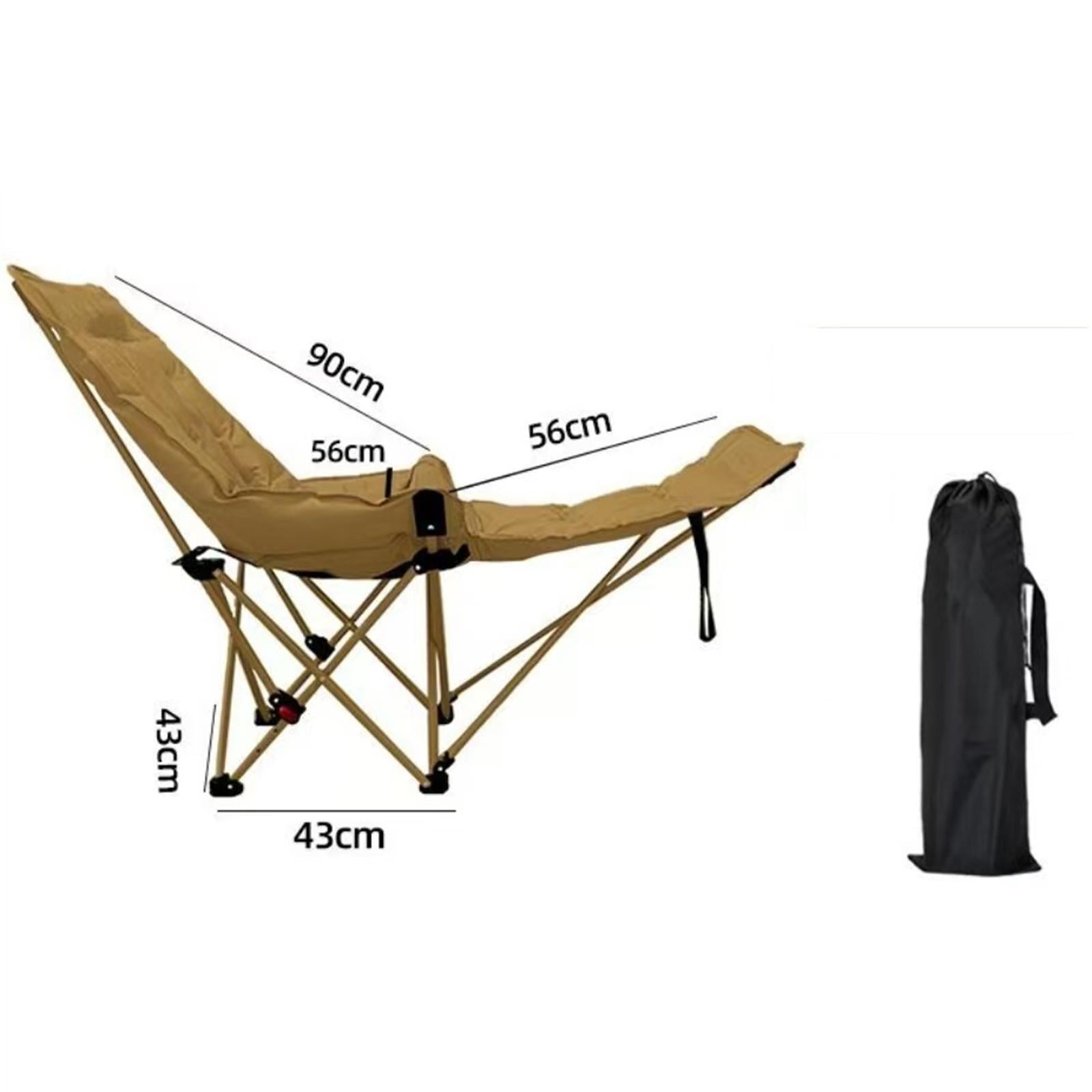 Reclining Camping Chair Folding Chaise Lounge Chair for Patio Traveling Pool Khaki