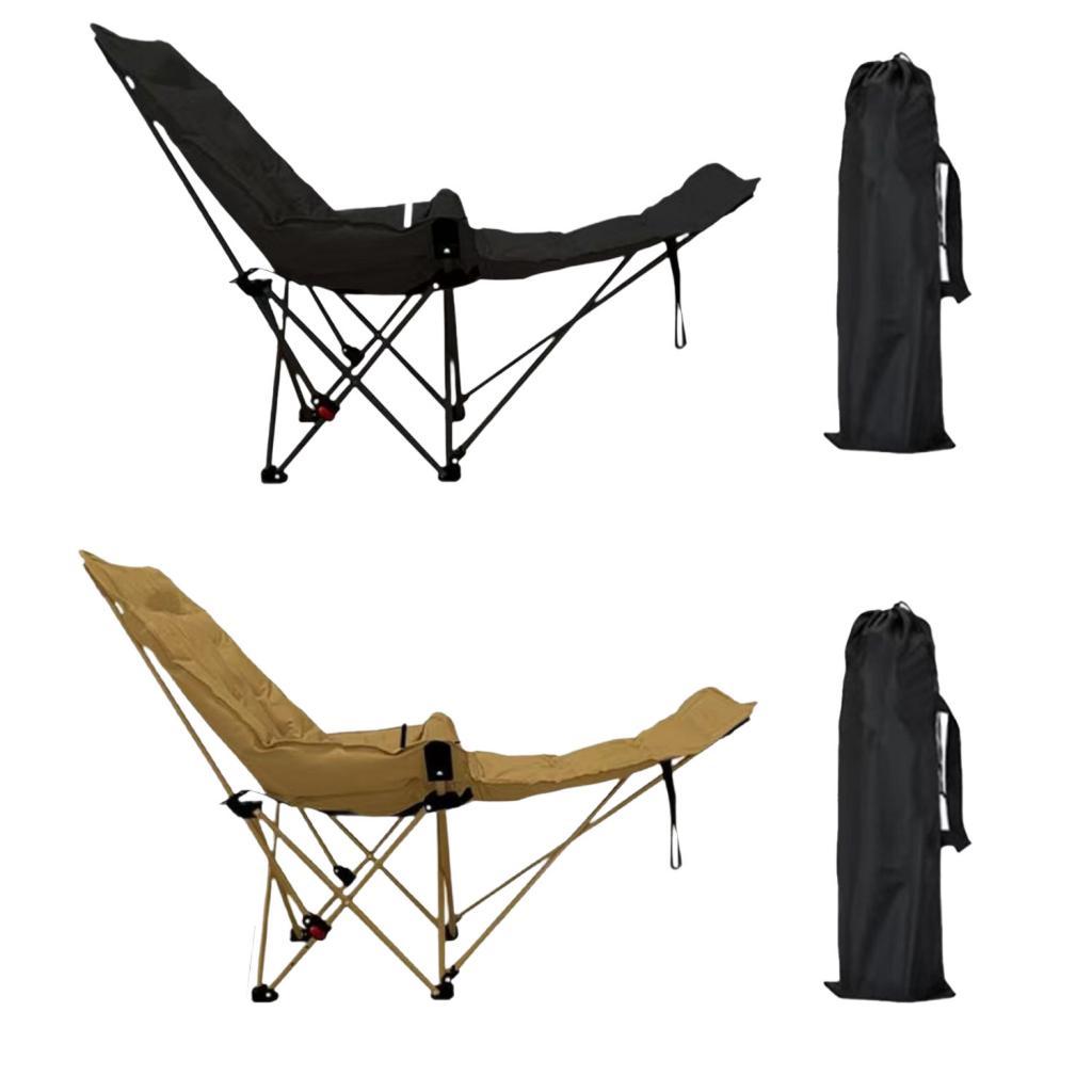 Reclining Camping Chair Comfortable Folding Camp Chair for Park Lawn Fishing Black