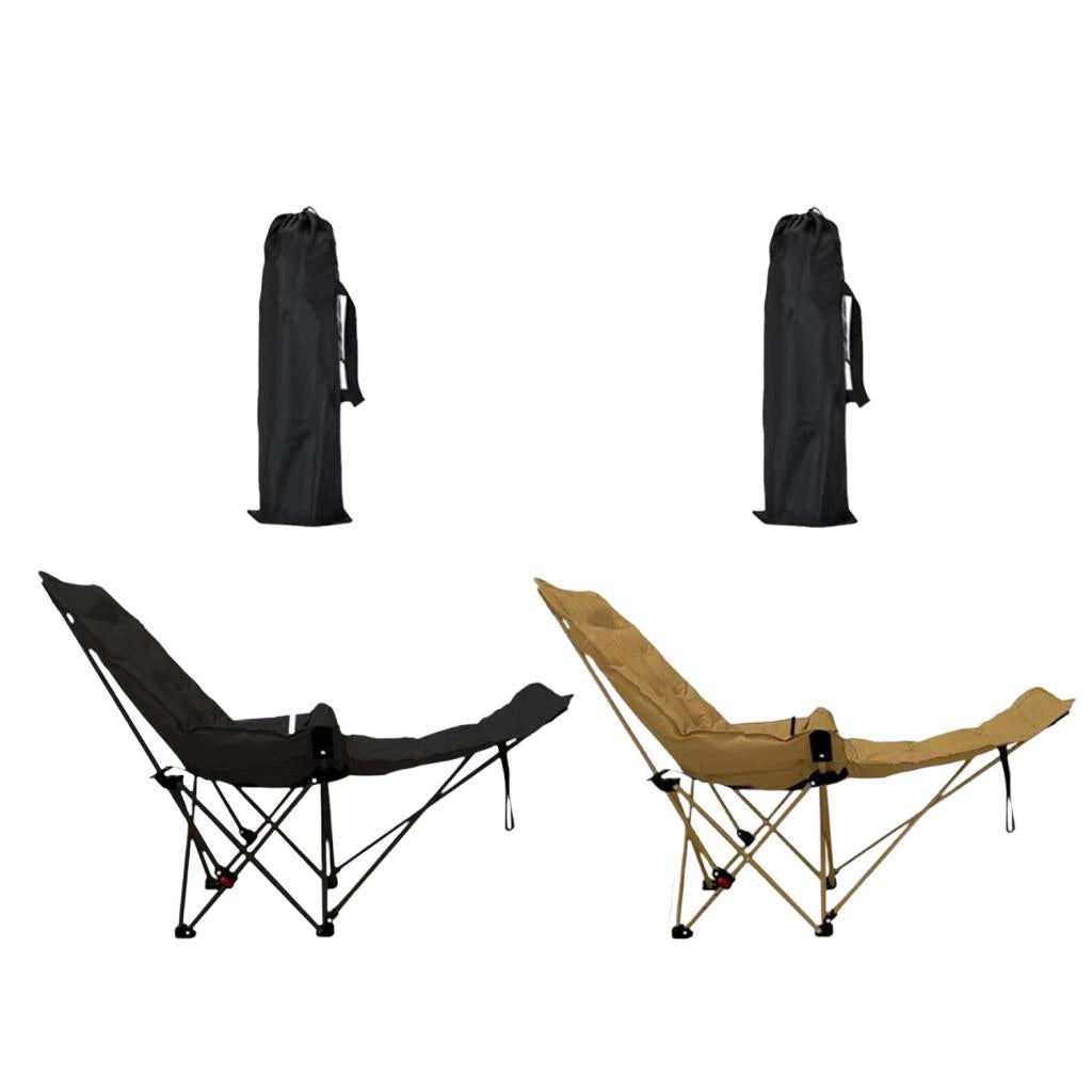 Reclining Camping Chair Comfortable Folding Camp Chair for Park Lawn Fishing Black