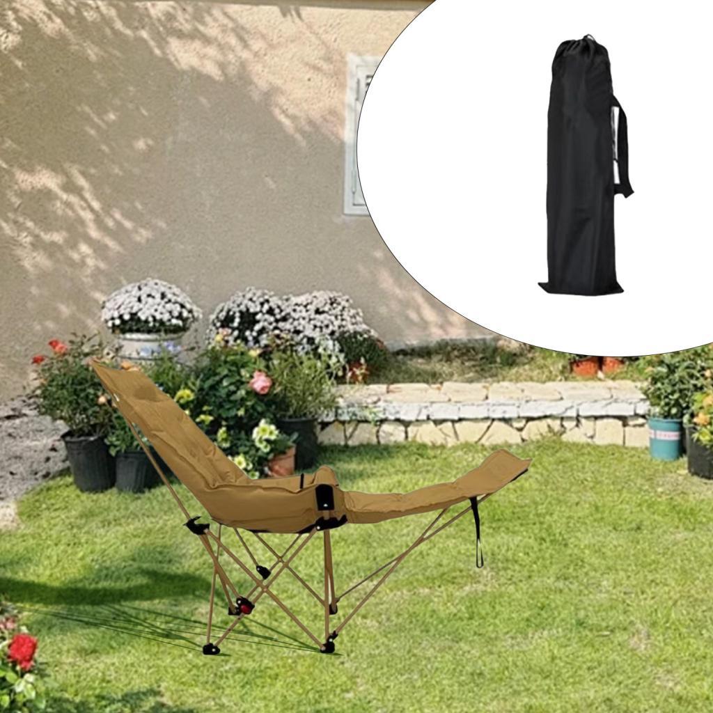 Reclining Camping Chair Comfortable Folding Camp Chair for Park Lawn Fishing Khaki