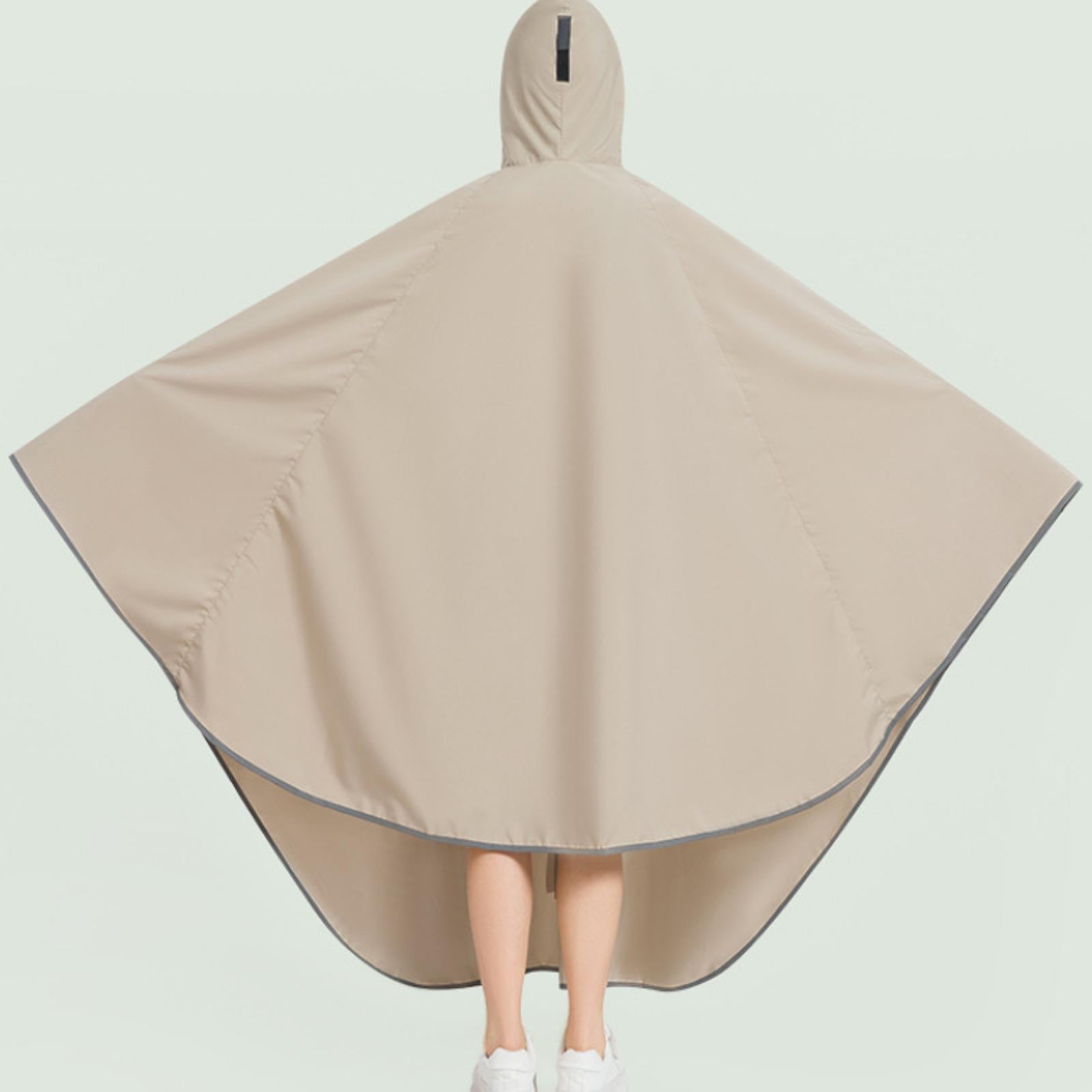 Bike Rain Poncho Hooded for Adults Rainproof Thick Compact Bicycle Rain Cape Coffee