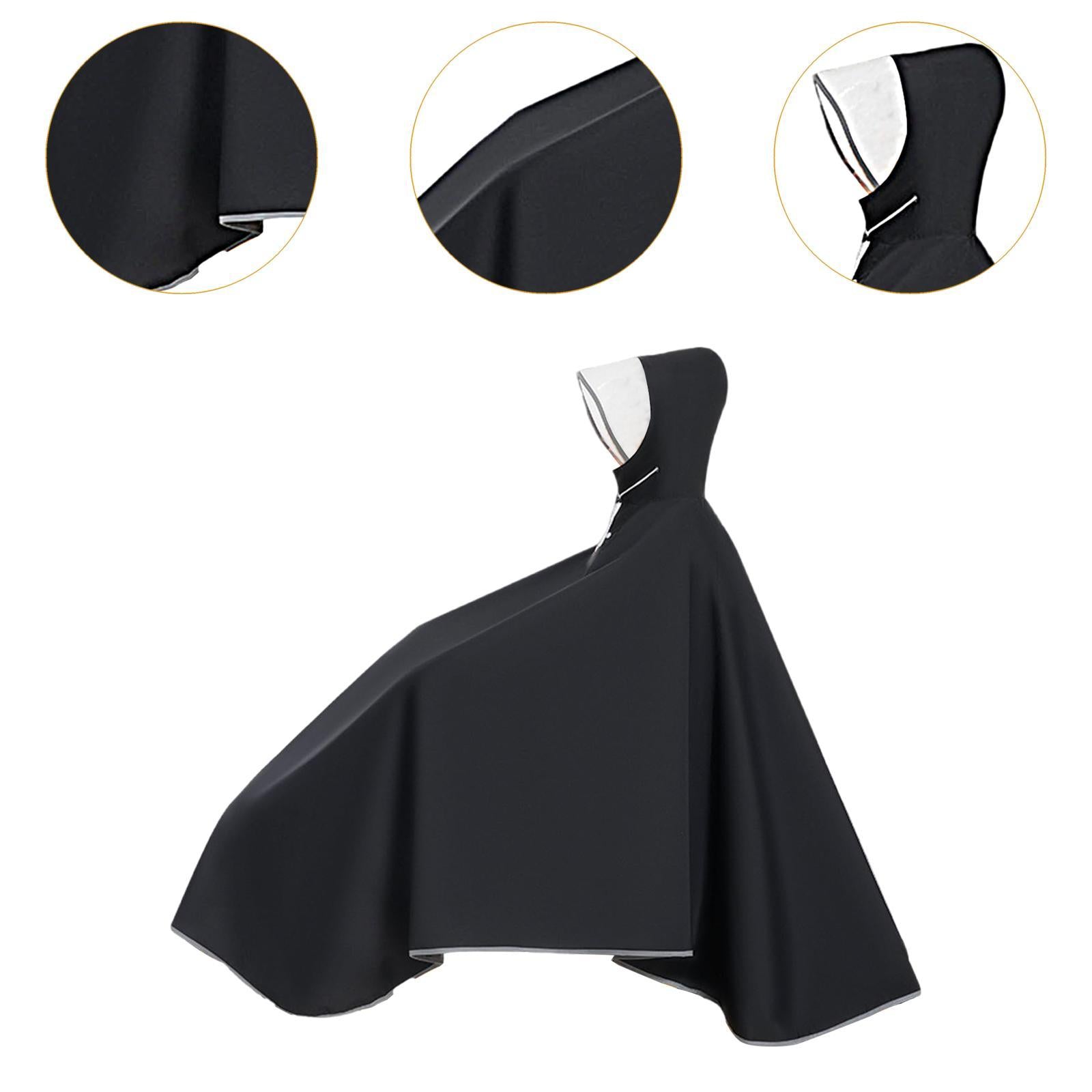 Bike Rain Poncho Hooded for Adults Rainproof Thick Compact Bicycle Rain Cape Black