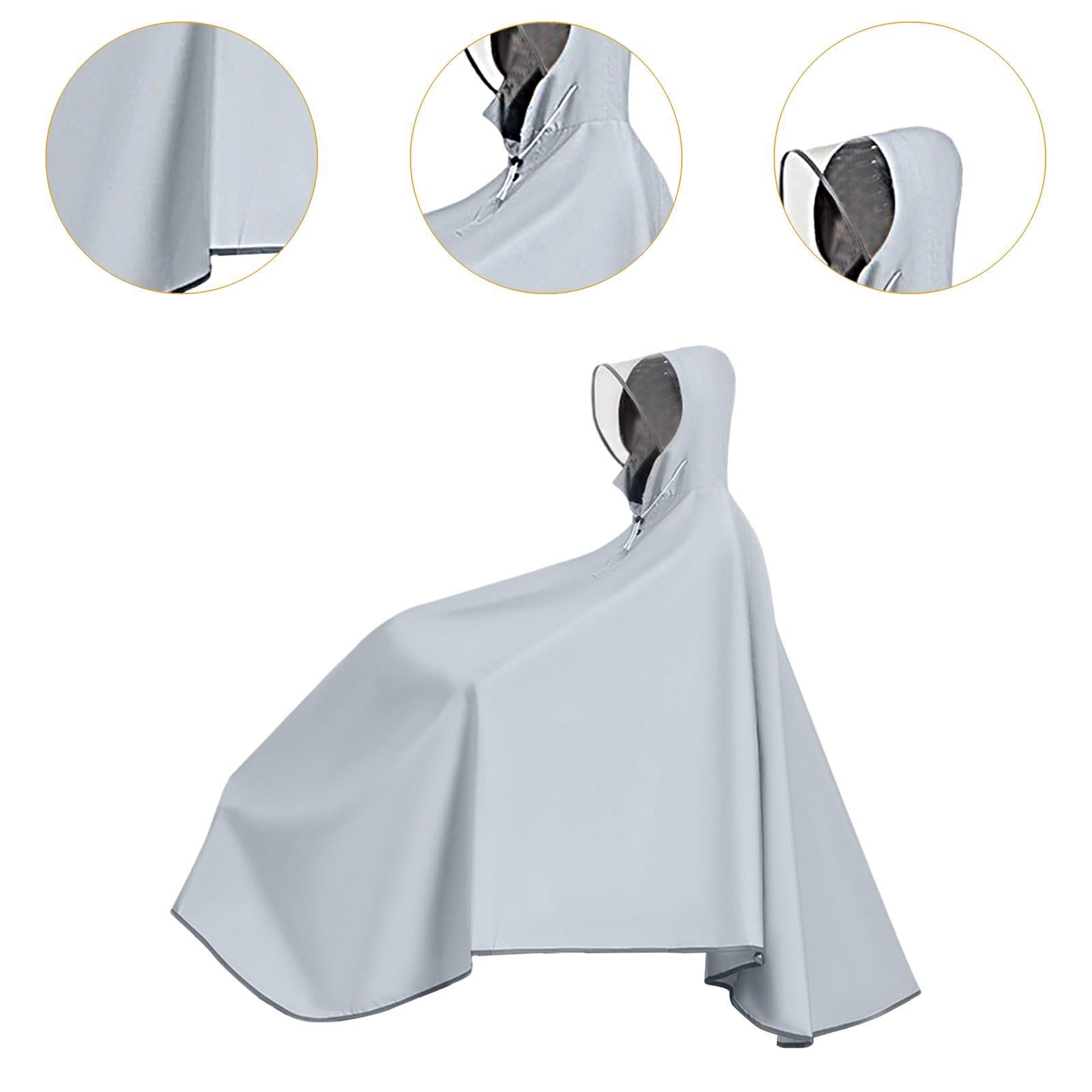Bike Rain Poncho Hooded for Adults Rainproof Thick Compact Bicycle Rain Cape Gray