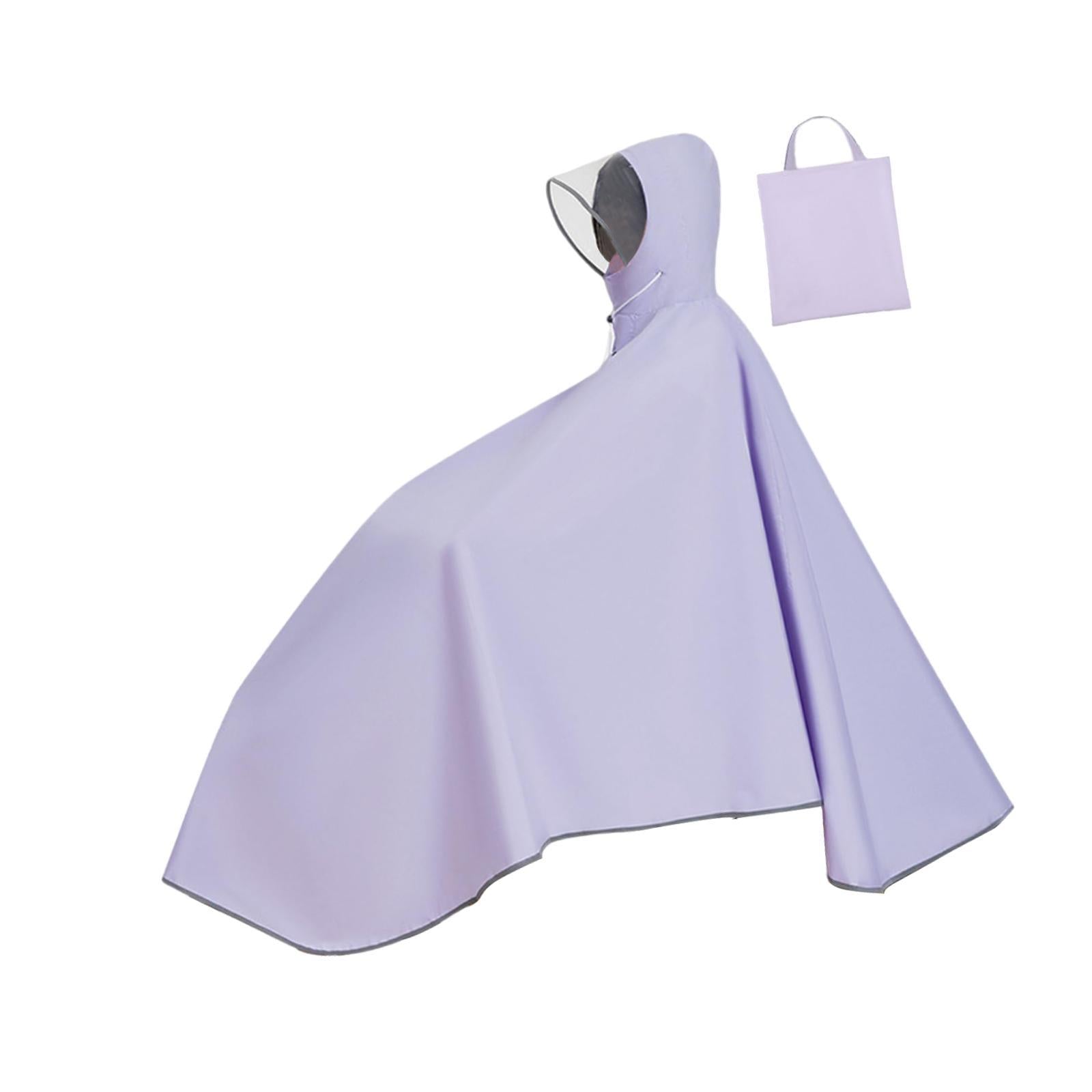 Bike Rain Poncho Hooded for Adults Rainproof Thick Compact Bicycle Rain Cape Purple