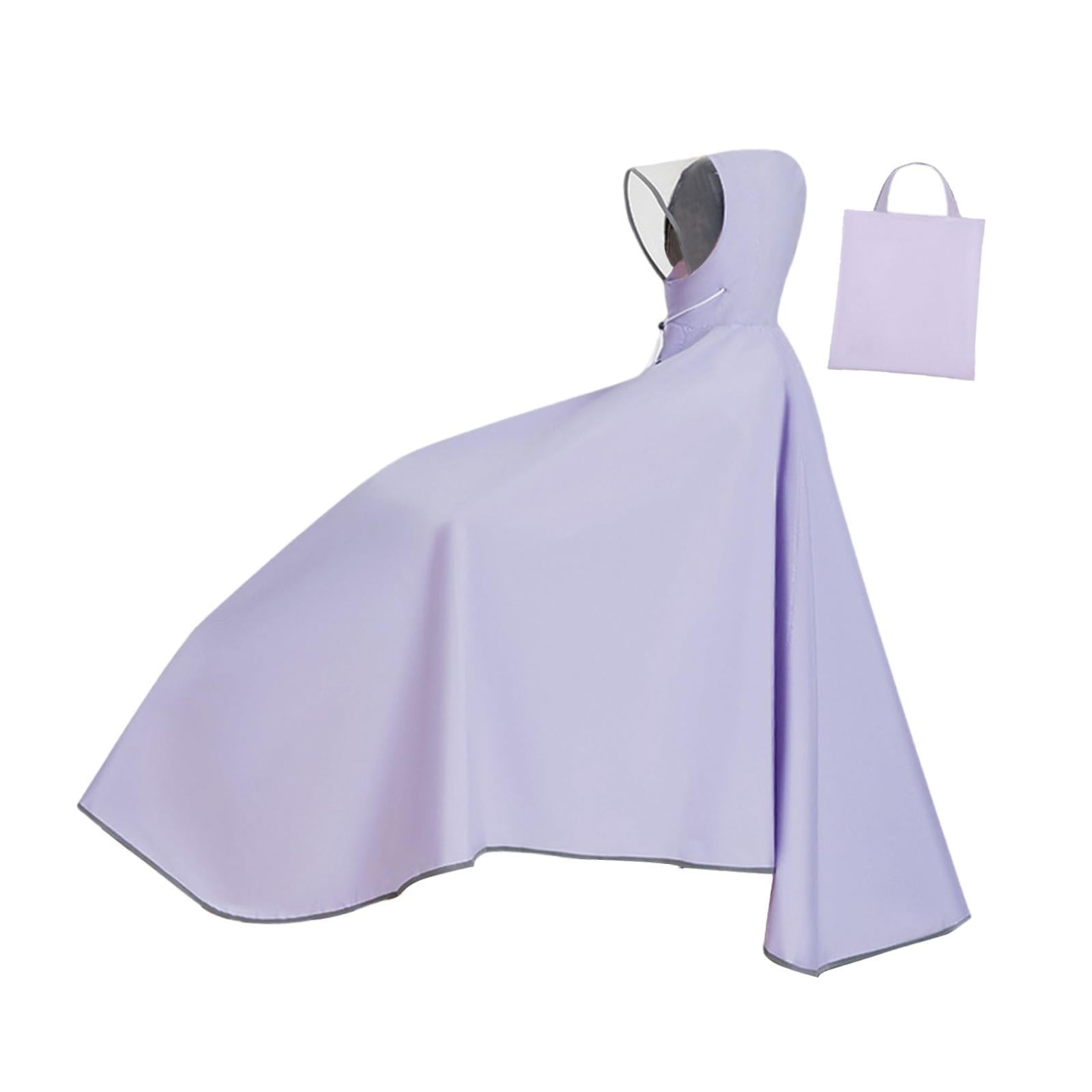 Bike Rain Poncho Hooded for Adults Rainproof Thick Compact Bicycle Rain Cape Purple
