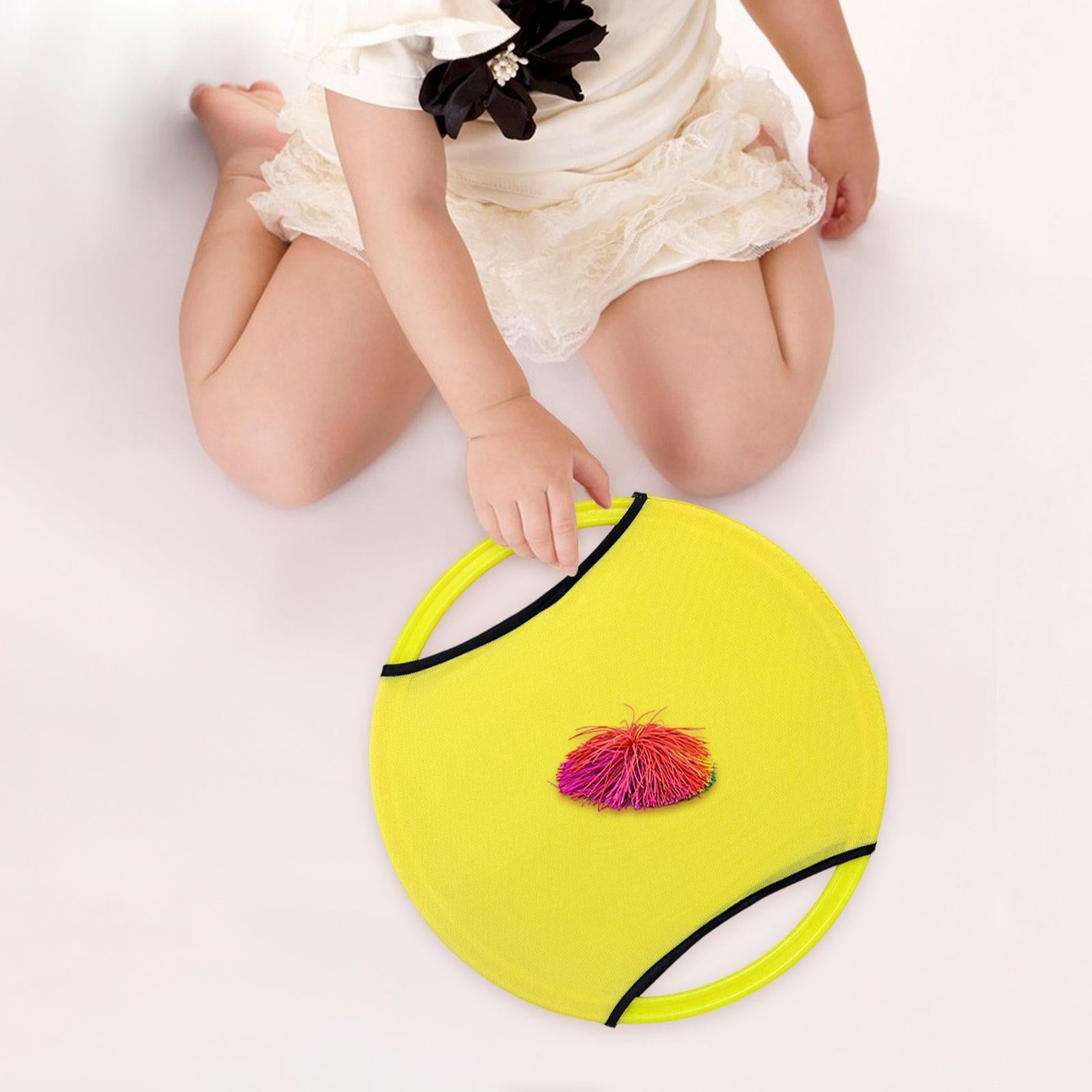 Bouncy Paddle Stringy Ball Beach Sensory Activity Trampoline Paddle Ball Set Yellow