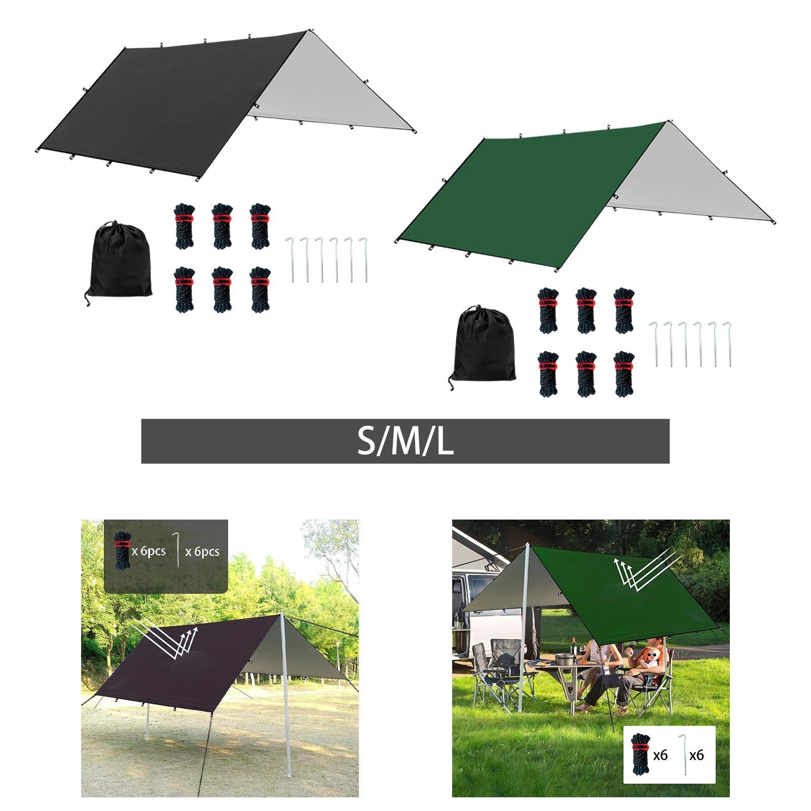 Camping Tent Tarp Foldable Multipurpose for Outdoor Adventure Easily Install Black S