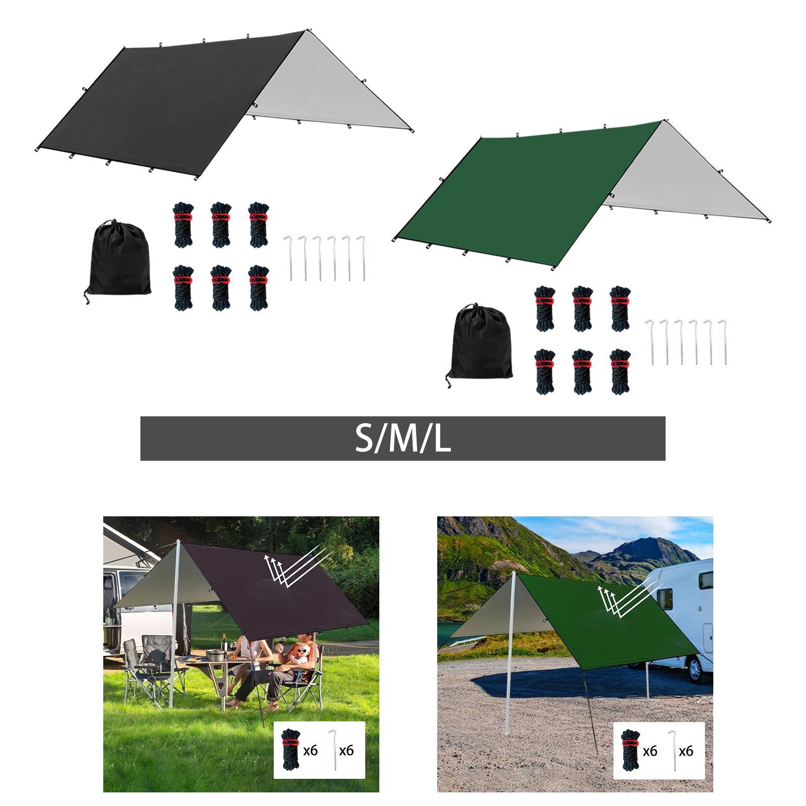 Camping Tent Tarp Foldable Multipurpose for Outdoor Adventure Easily Install Black S