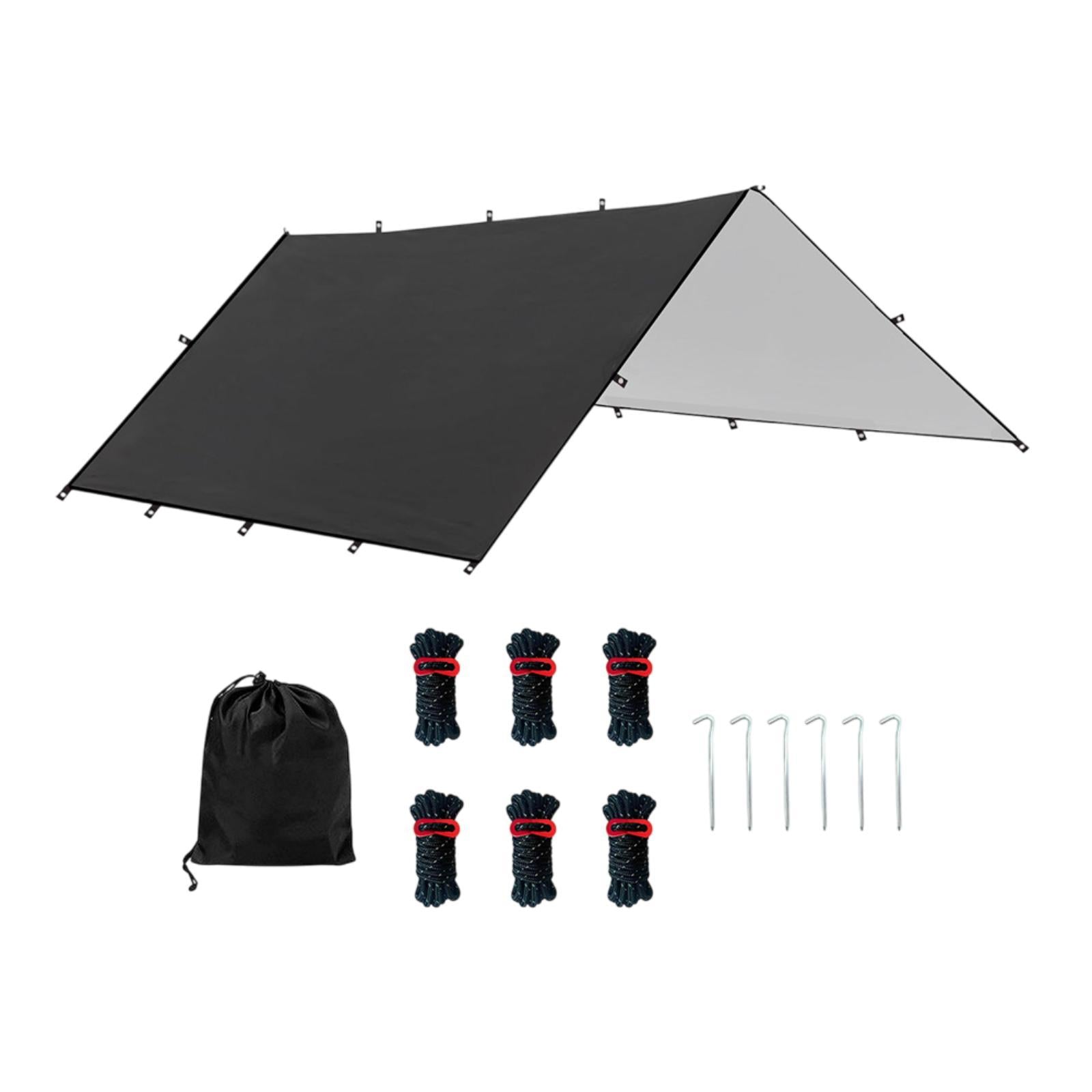 Camping Tent Tarp Foldable Multipurpose for Outdoor Adventure Easily Install Black L
