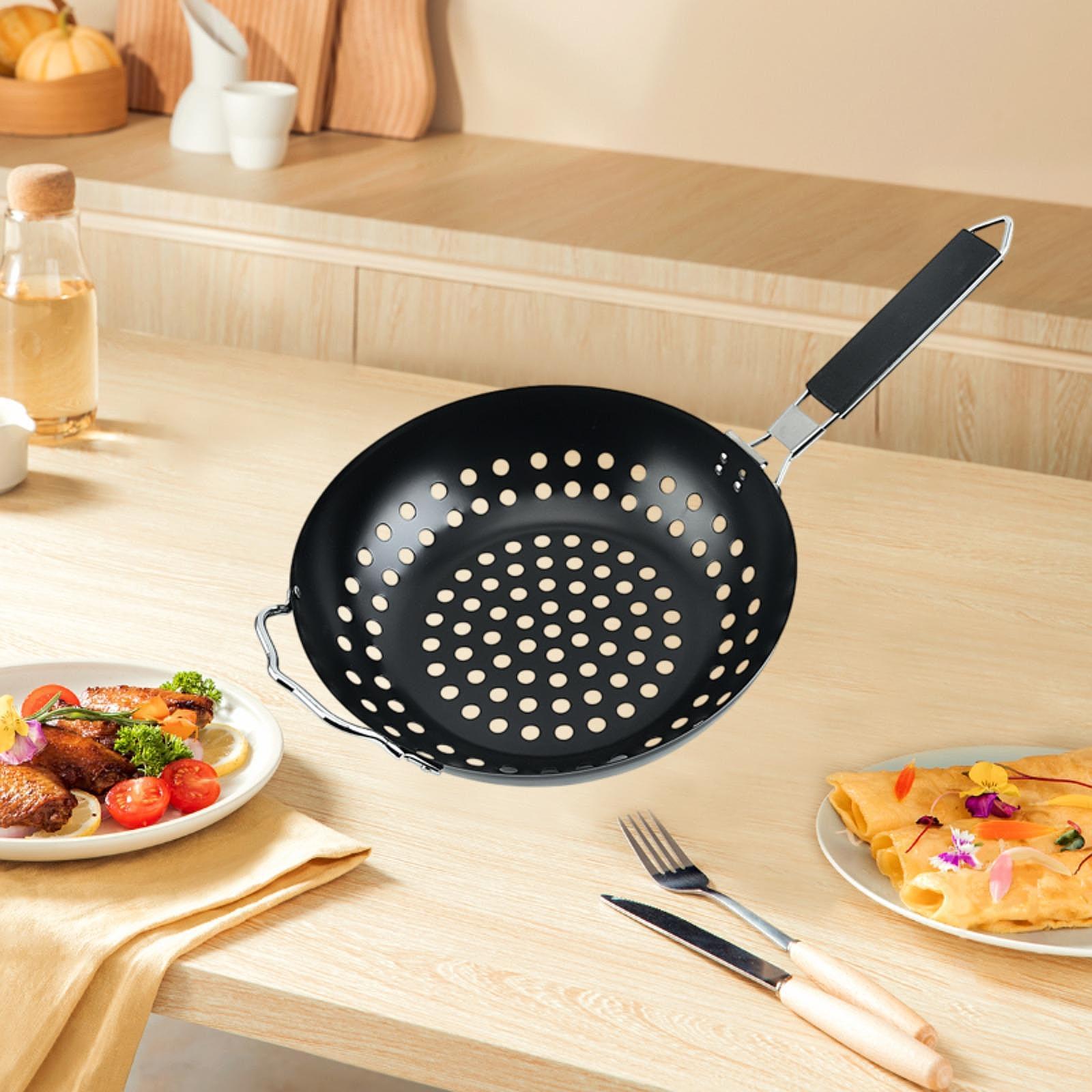 Nonstick 11.02 inch Camping Cookware Cookware with Handle Portable Grill Pan