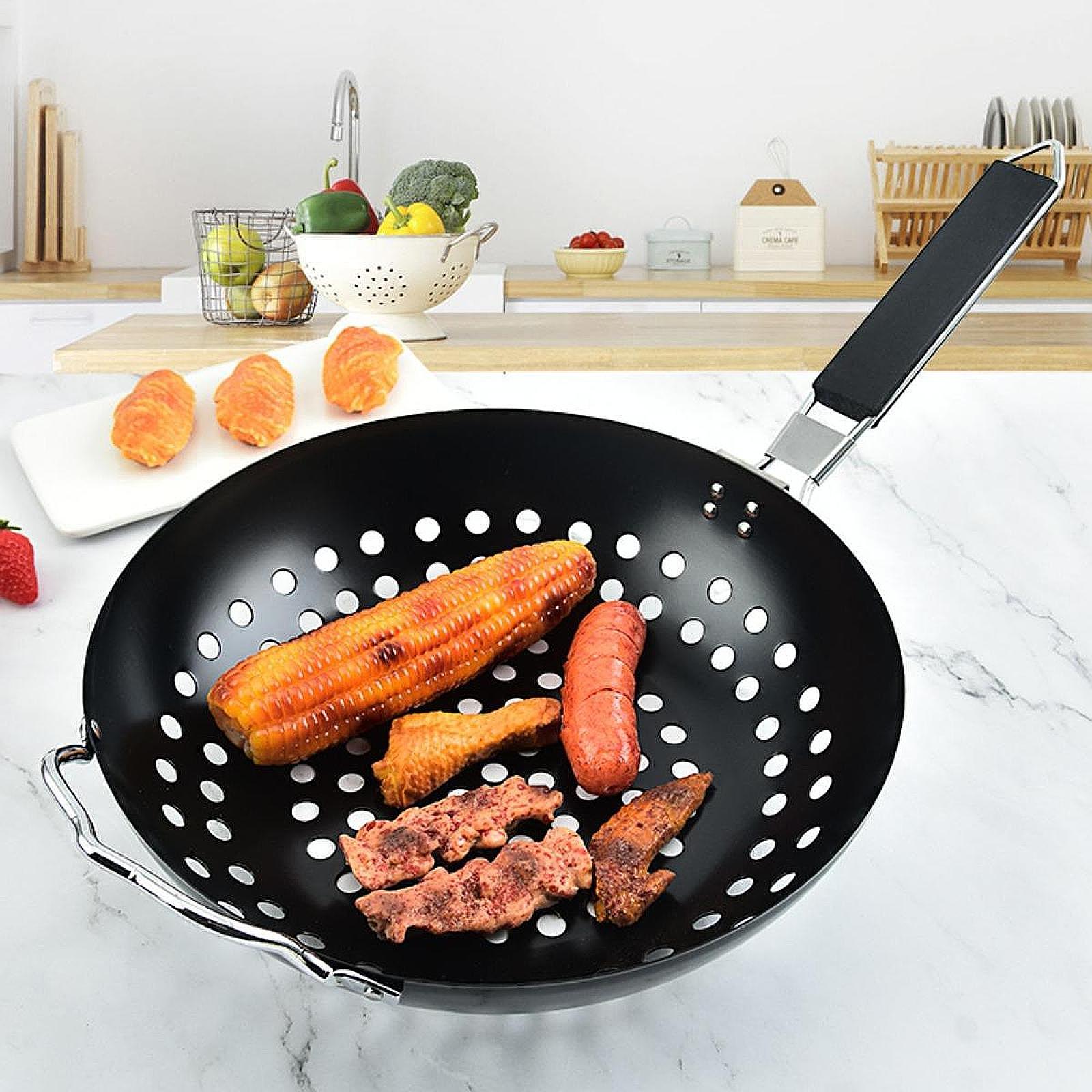 Nonstick 11.02 inch Camping Cookware Cookware with Handle Portable Grill Pan