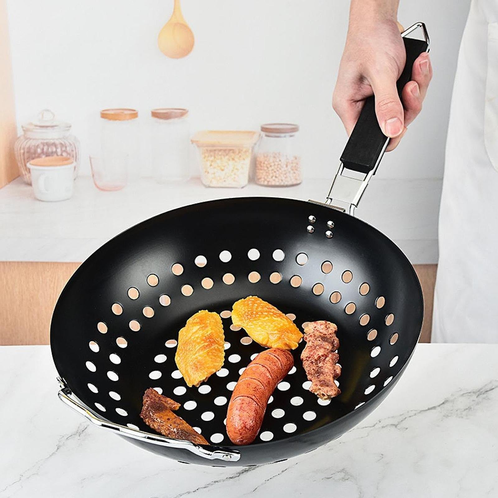 Nonstick 11.02 inch Camping Cookware Cookware with Handle Portable Grill Pan