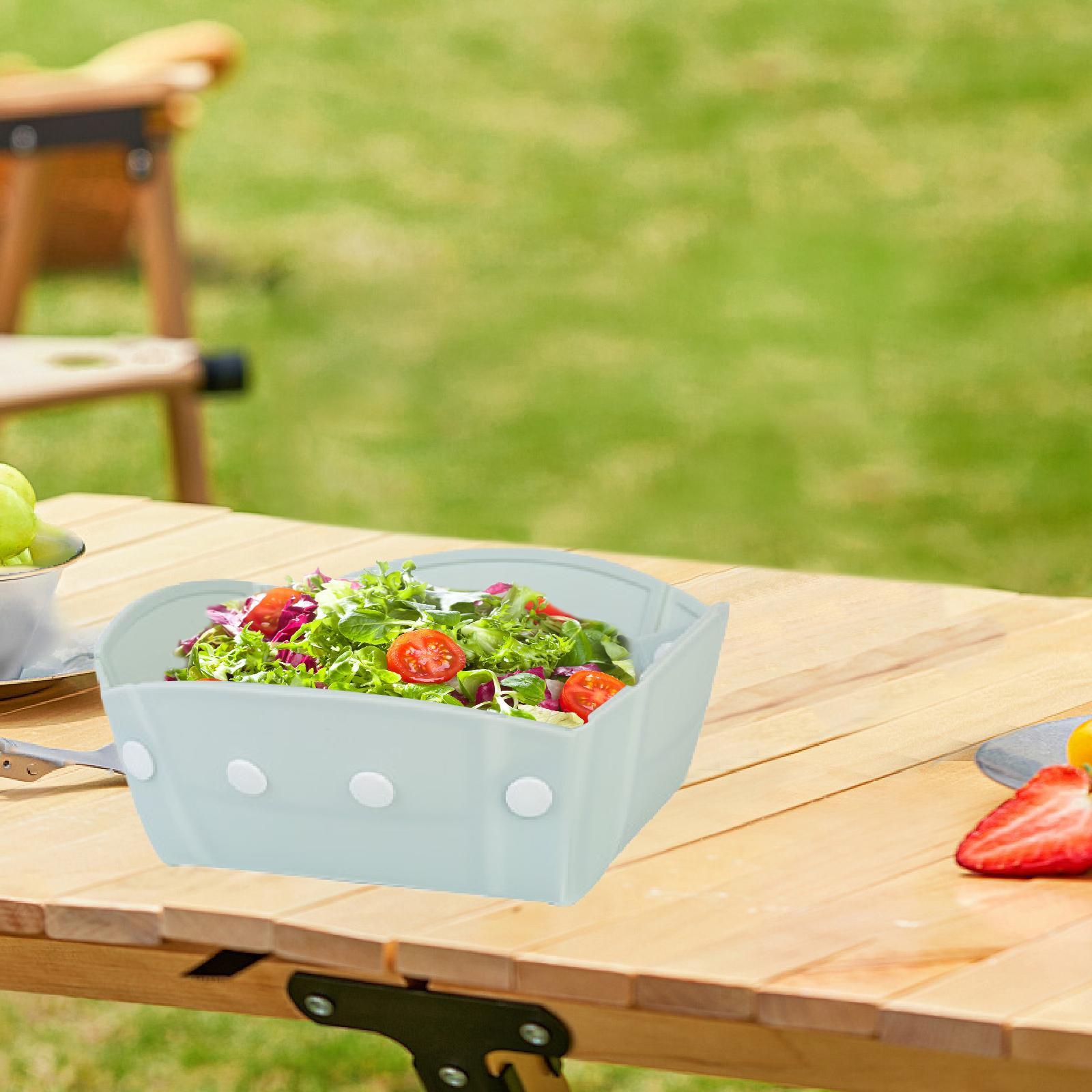 Camping Tableware Folding Plate Bowl Business Trips Outdoor Collapsible Bowl Blue