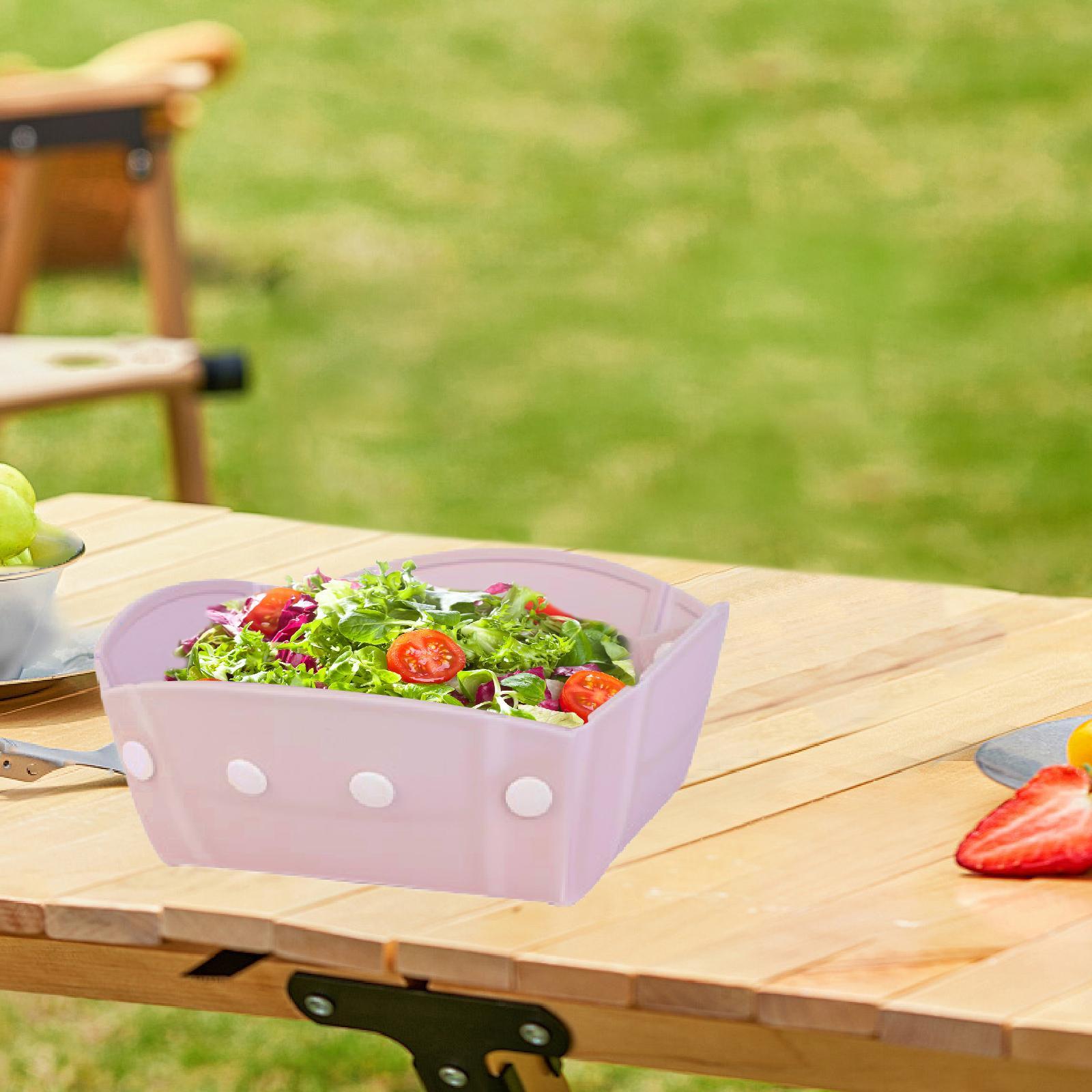 Camping Tableware Folding Plate Bowl Business Trips Outdoor Collapsible Bowl Pink