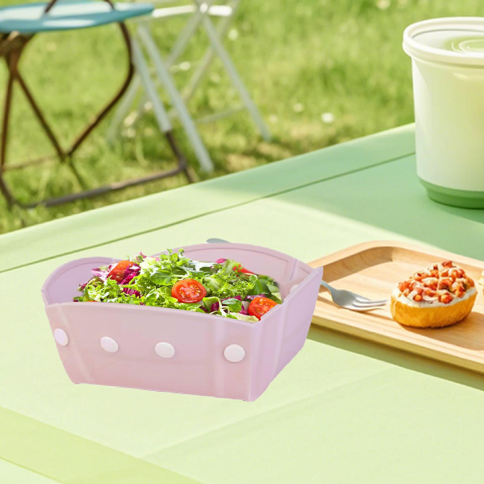 Camping Tableware Folding Plate Bowl Business Trips Outdoor Collapsible Bowl Pink