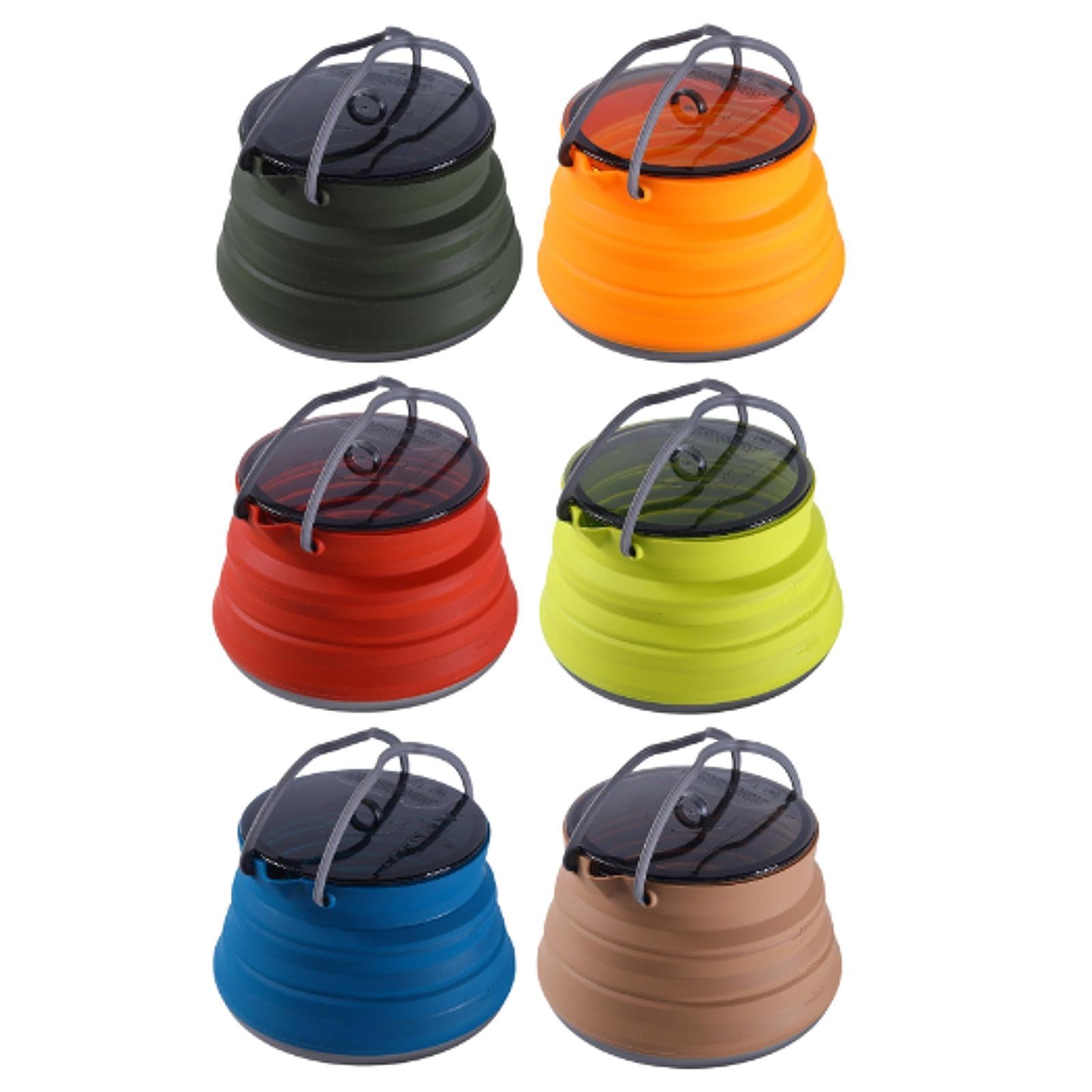 Foldable Camping Kettle 1.5L Multiuse for Backpacking Outdoors Boiling Water Dark Green
