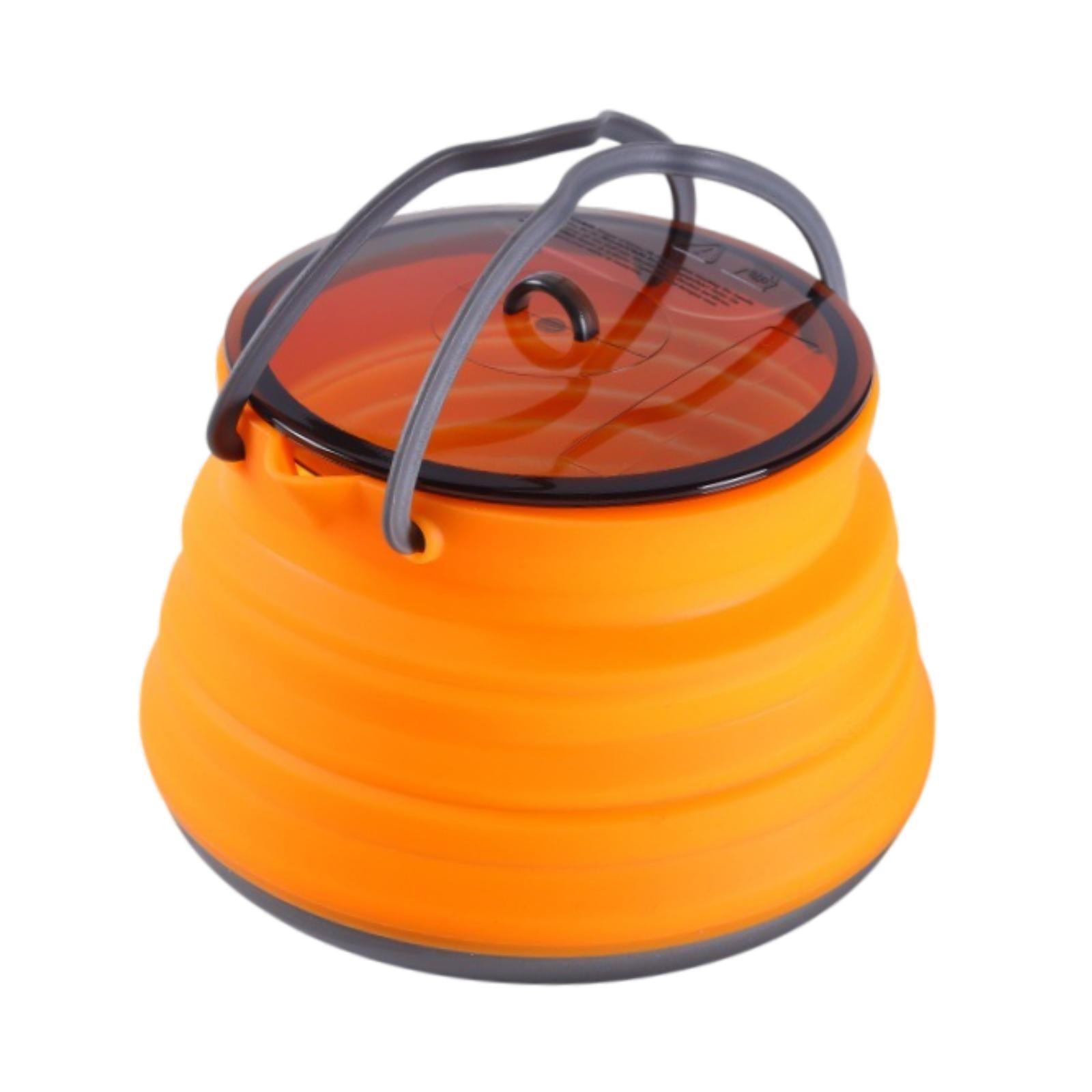 Foldable Camping Kettle 1.5L Multiuse for Backpacking Outdoors Boiling Water Orange