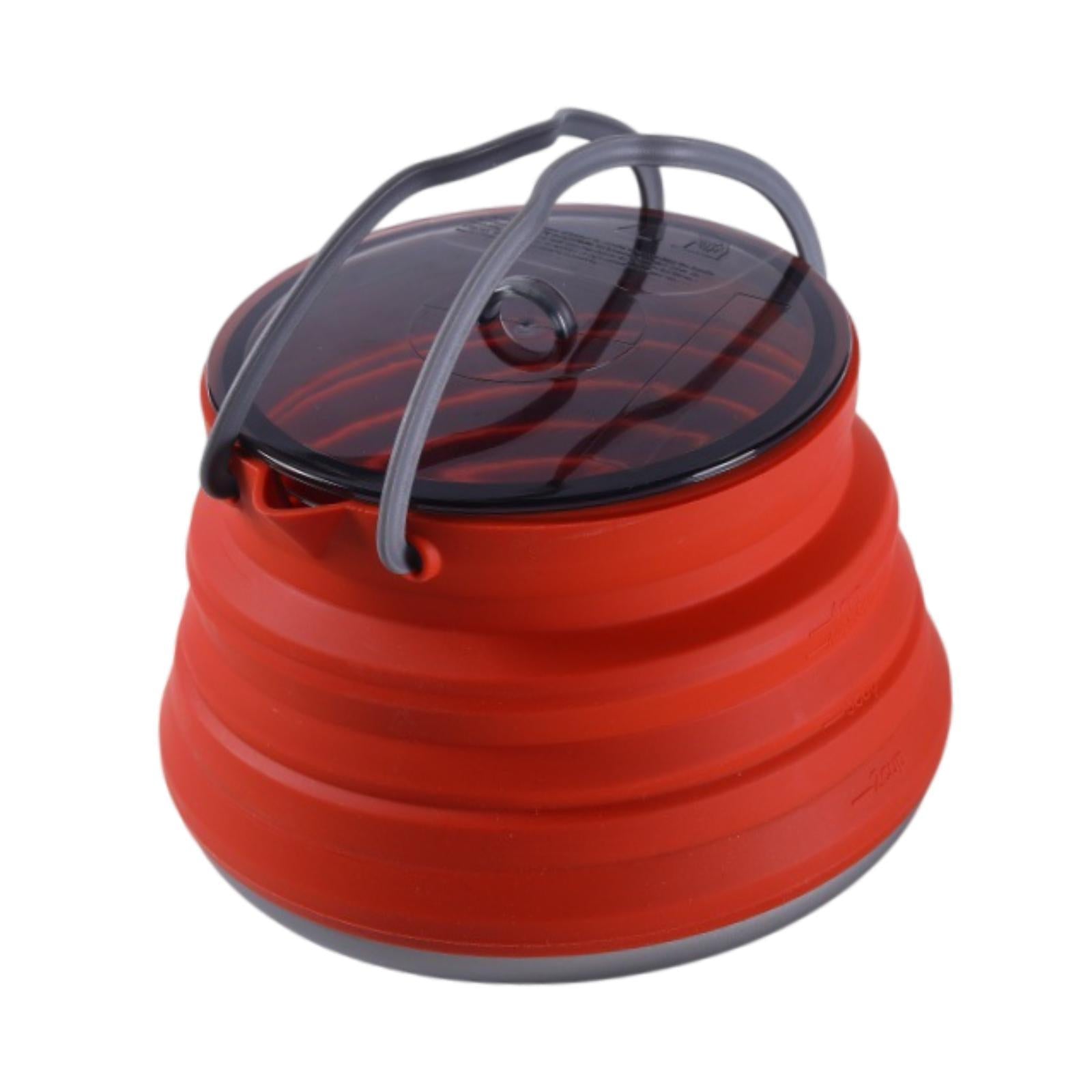 Foldable Camping Kettle 1.5L Multiuse for Backpacking Outdoors Boiling Water Red
