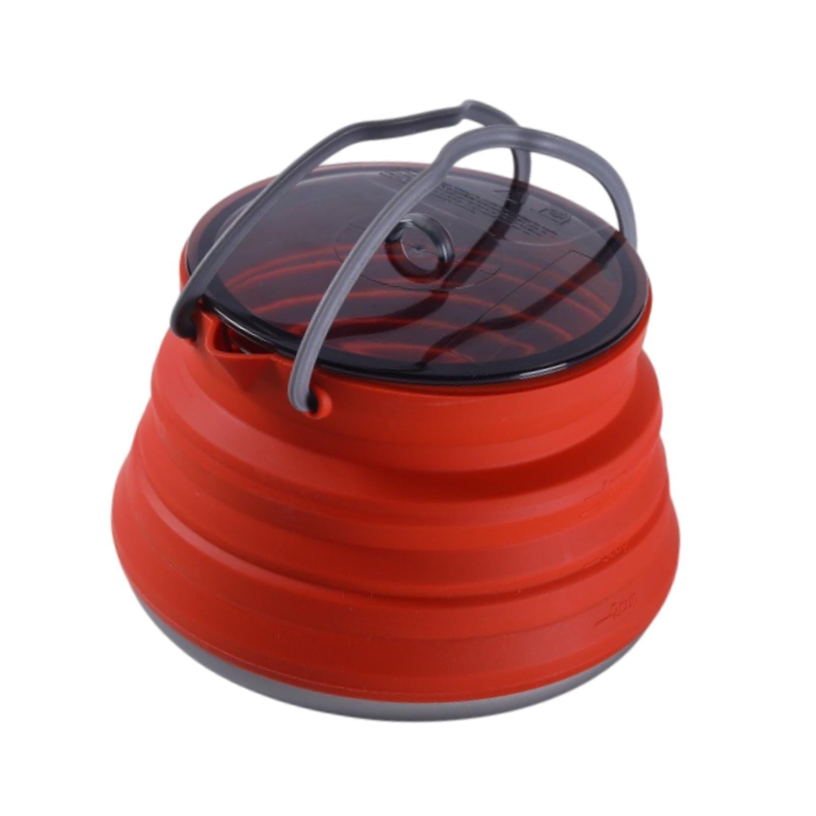 Foldable Camping Kettle 1.5L Multiuse for Backpacking Outdoors Boiling Water Red