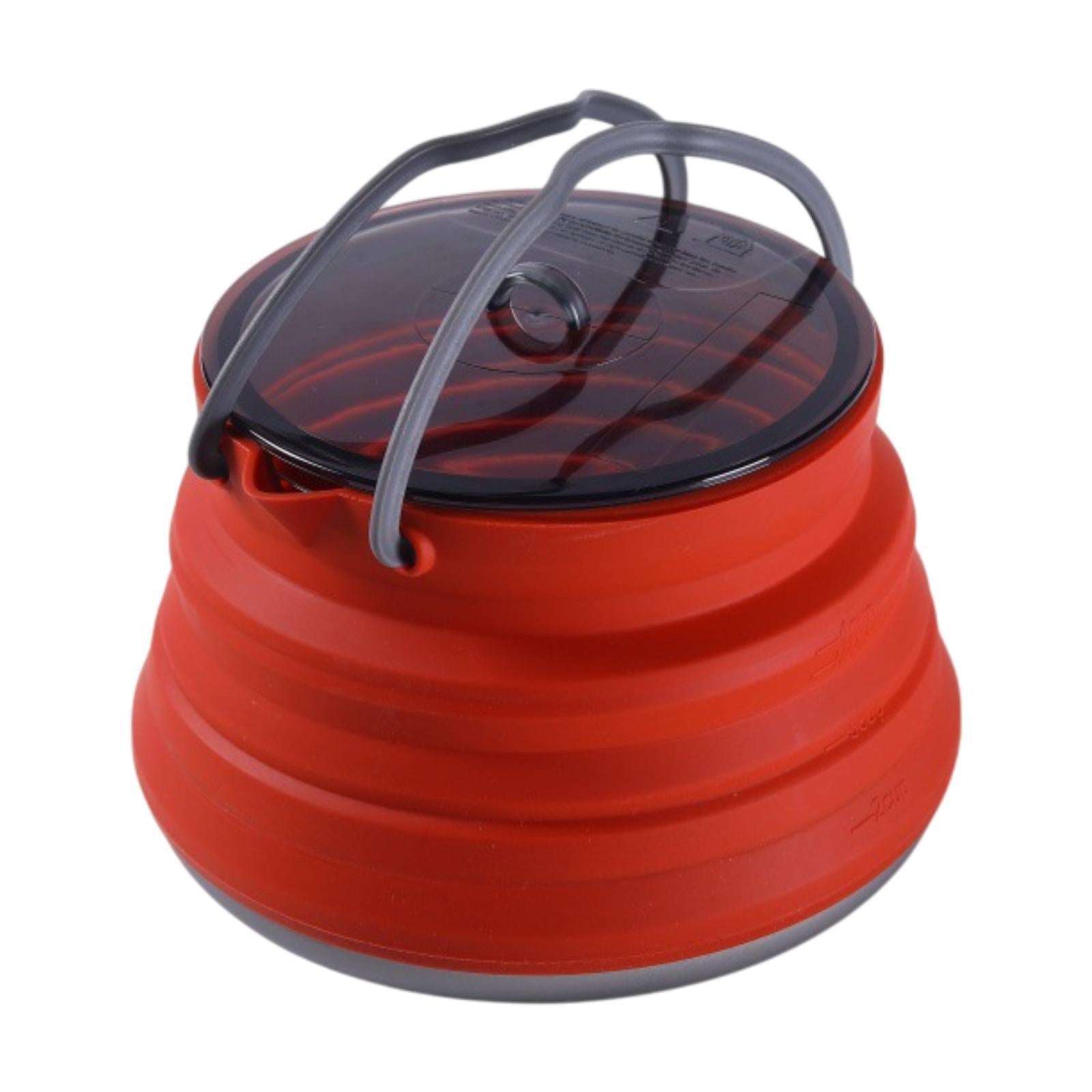 Foldable Camping Kettle 1.5L Multiuse for Backpacking Outdoors Boiling Water Red