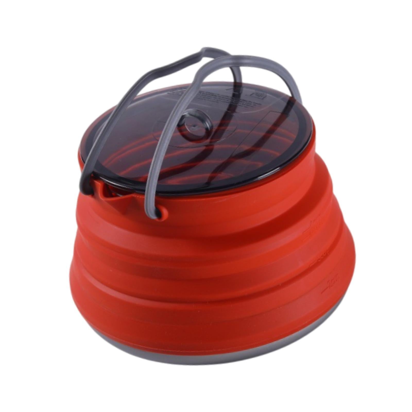 Foldable Camping Kettle 1.5L Multiuse for Backpacking Outdoors Boiling Water Red