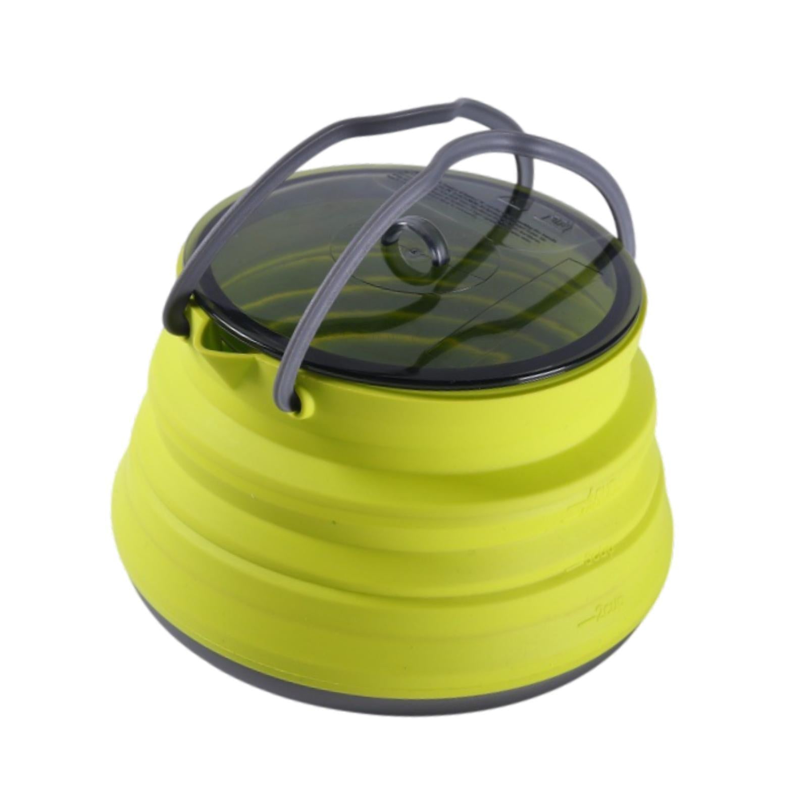 Foldable Camping Kettle 1.5L Multiuse for Backpacking Outdoors Boiling Water Green